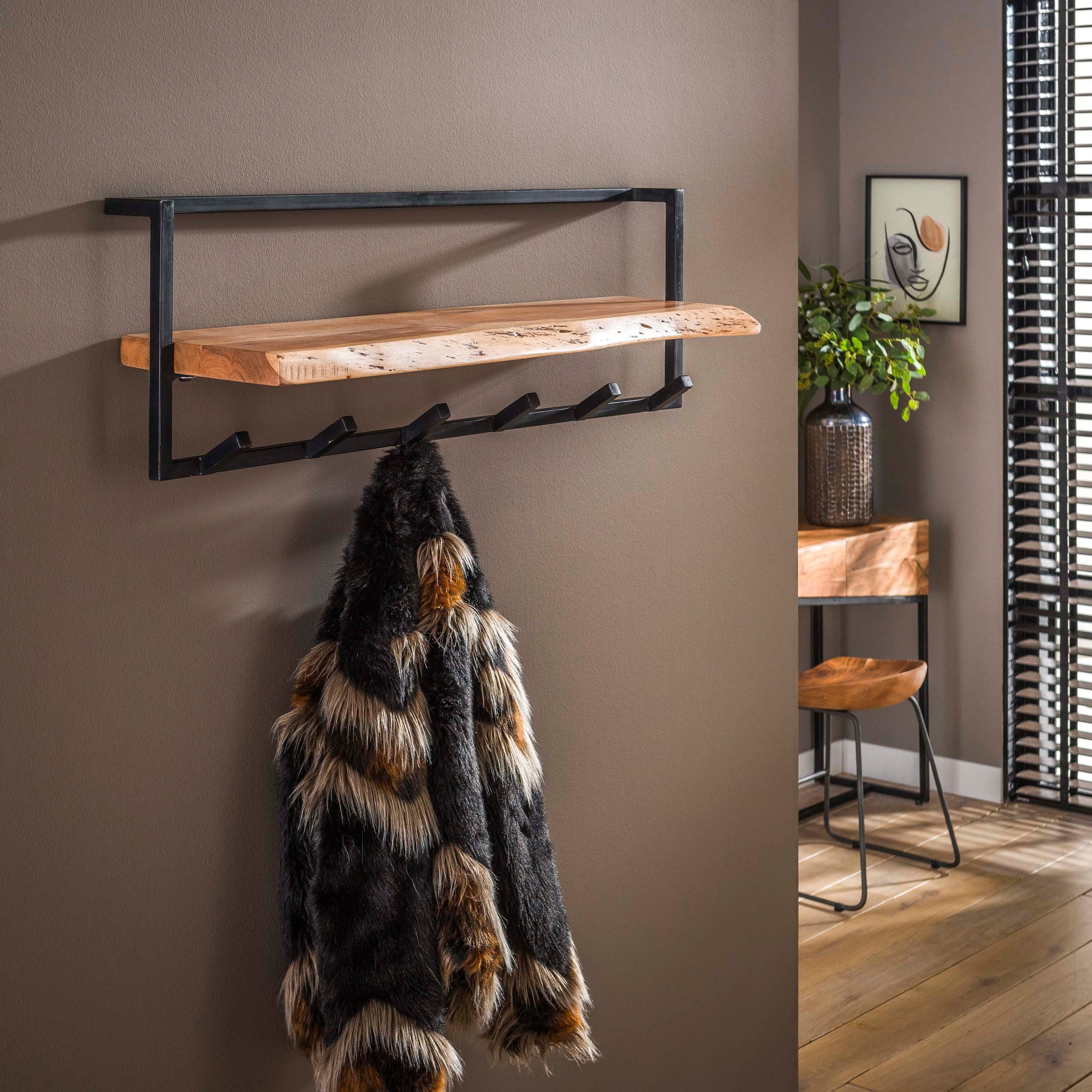Sitheim-Europe Wandgarderobe Garderobe Air Solid hoch Hutablage 2x6 Haken / Massiv Akazie (1 St)