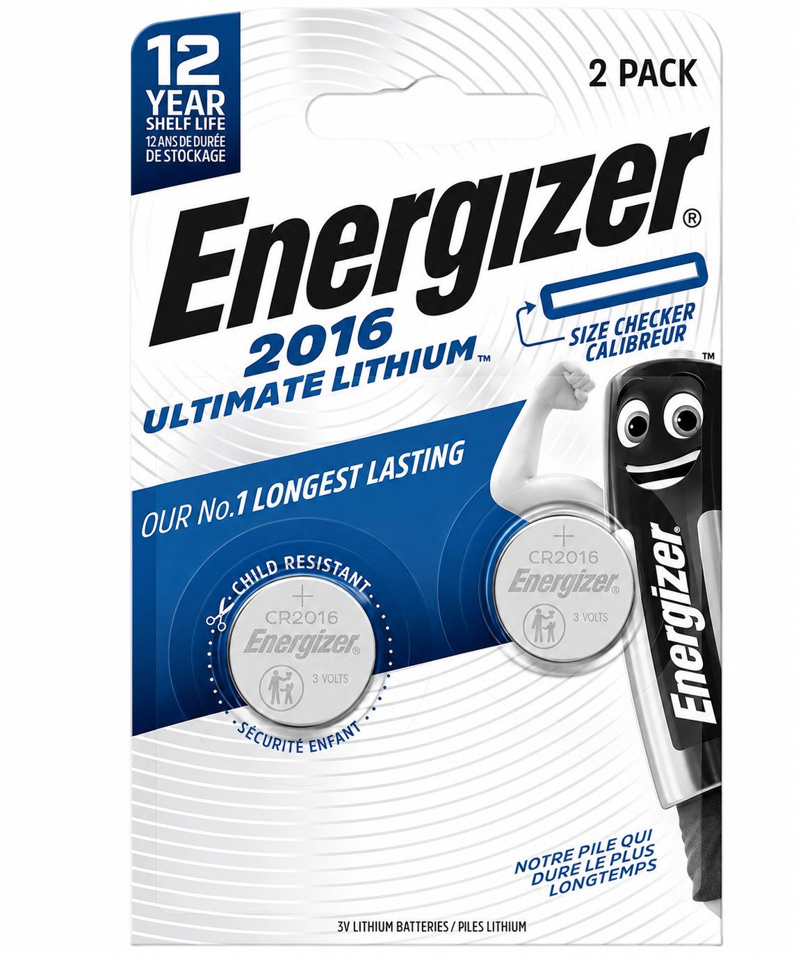 Energizer Energizer Ultimate Lithium Batterie CR2016 3V Knopfzellen Batterien Batterie, (3 V V), Original Energizer Ultimate Lithium CR2016 Knopfzelle