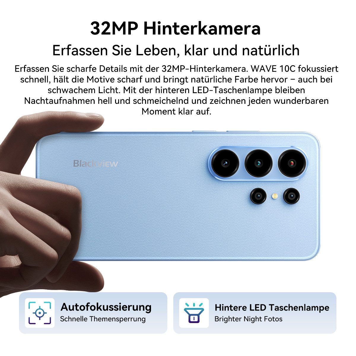 blackview Blackview WAVE10C 128GB Handy incl. R50-Uhr Android 16 Smartphone (6,88 Zoll, 128 GB Speicherplatz, 32 MP Kamera, Dual SIM 4G, Android 16 Outdoor Smar – Bild 5 von 5
