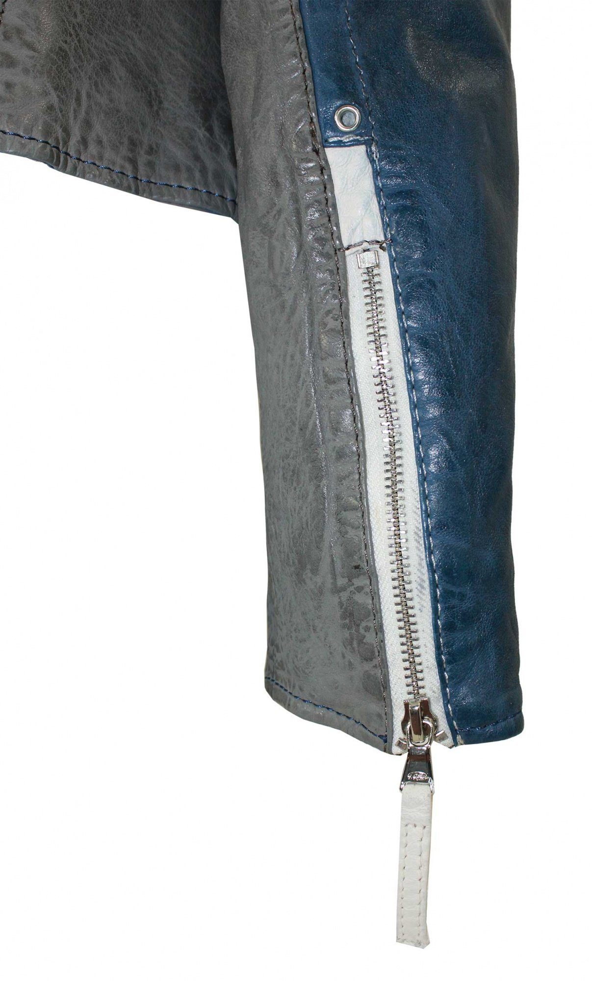 Lederjacken24 Lederjacke Damen Lederjacke Bikerjacke Lammnappa blau
