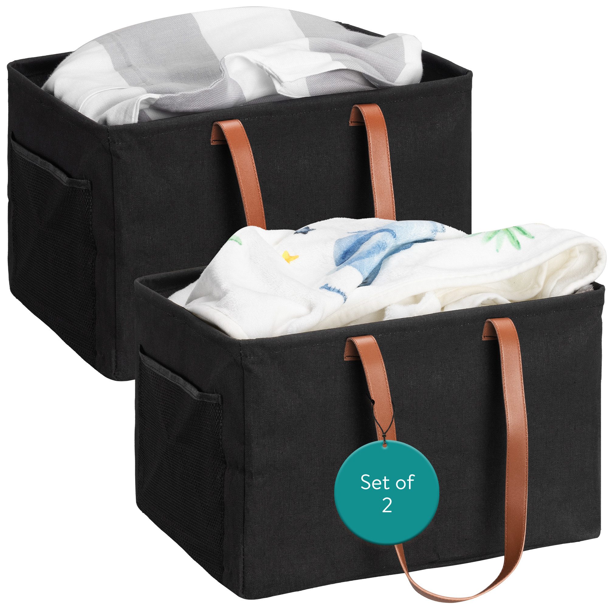 Navaris Aufbewahrungsbox Faltbarer Wäschekorb 2er Set günstig online kaufen