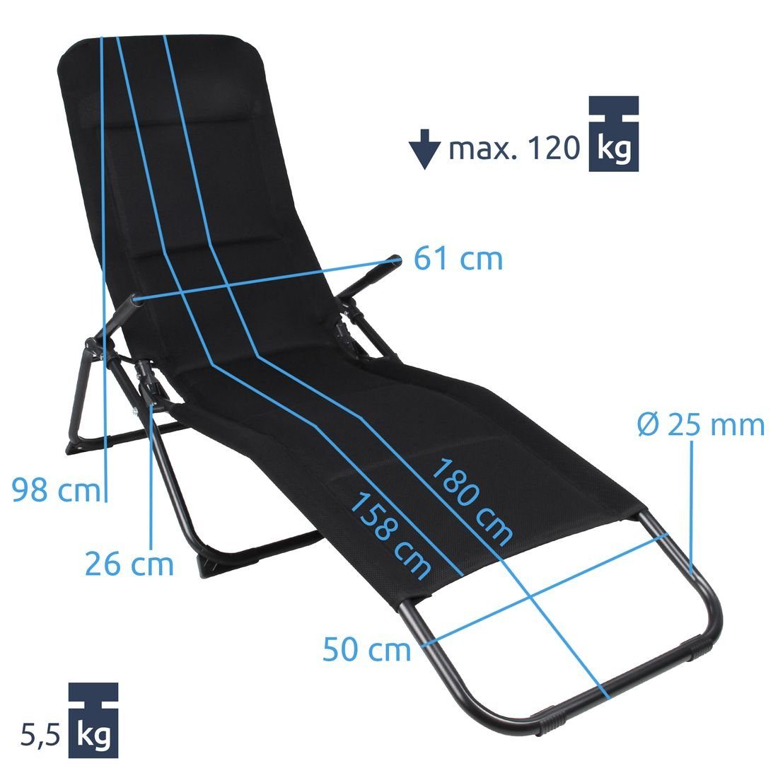 3D Gartenliege, Lettino Kopfkissen mit Gartenliege Quick yourGEAR Sonnenliege yourGEAR Dry