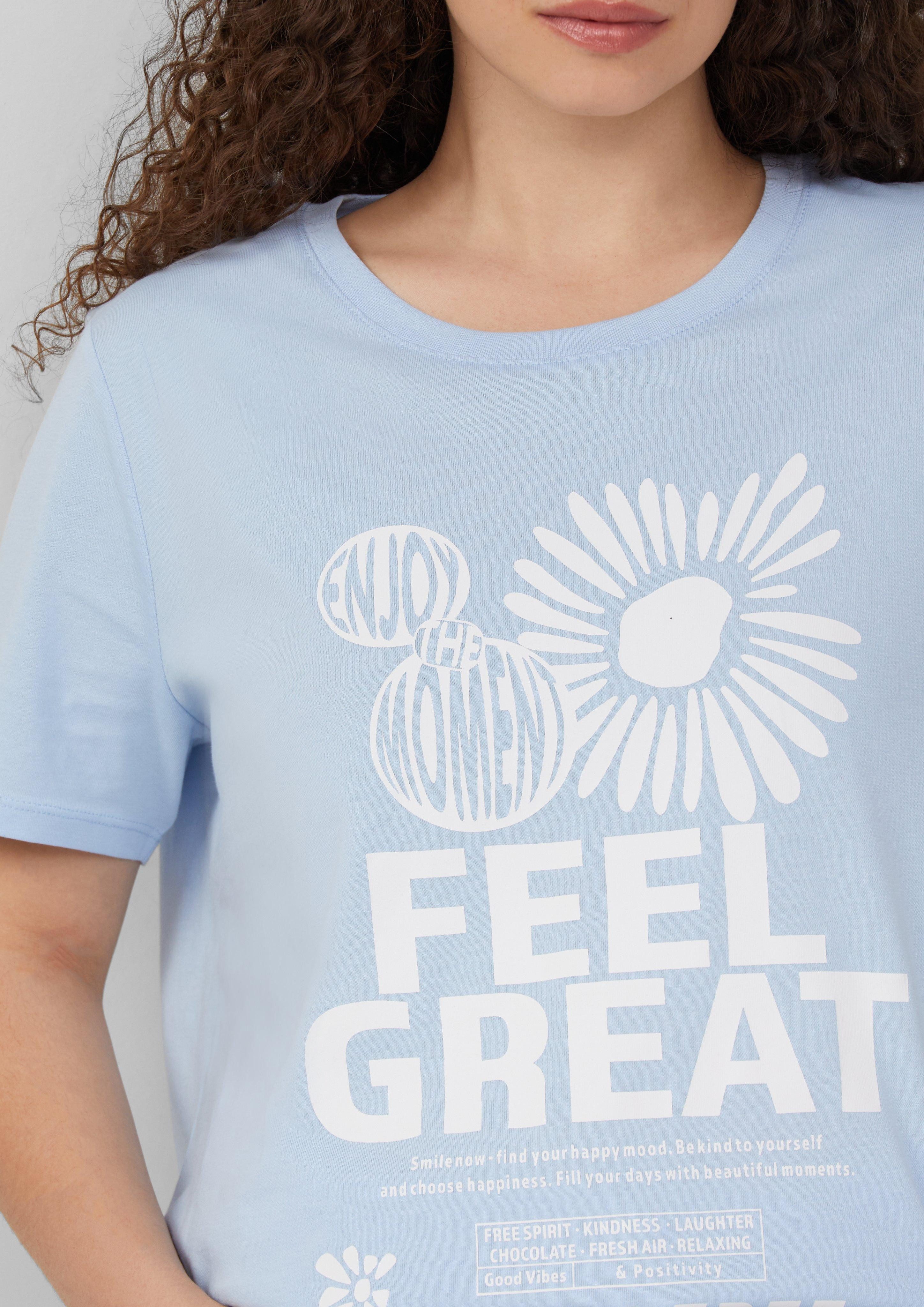 QS Kurzarmshirt Baumwollshirt mit Frontprint günstig online kaufen