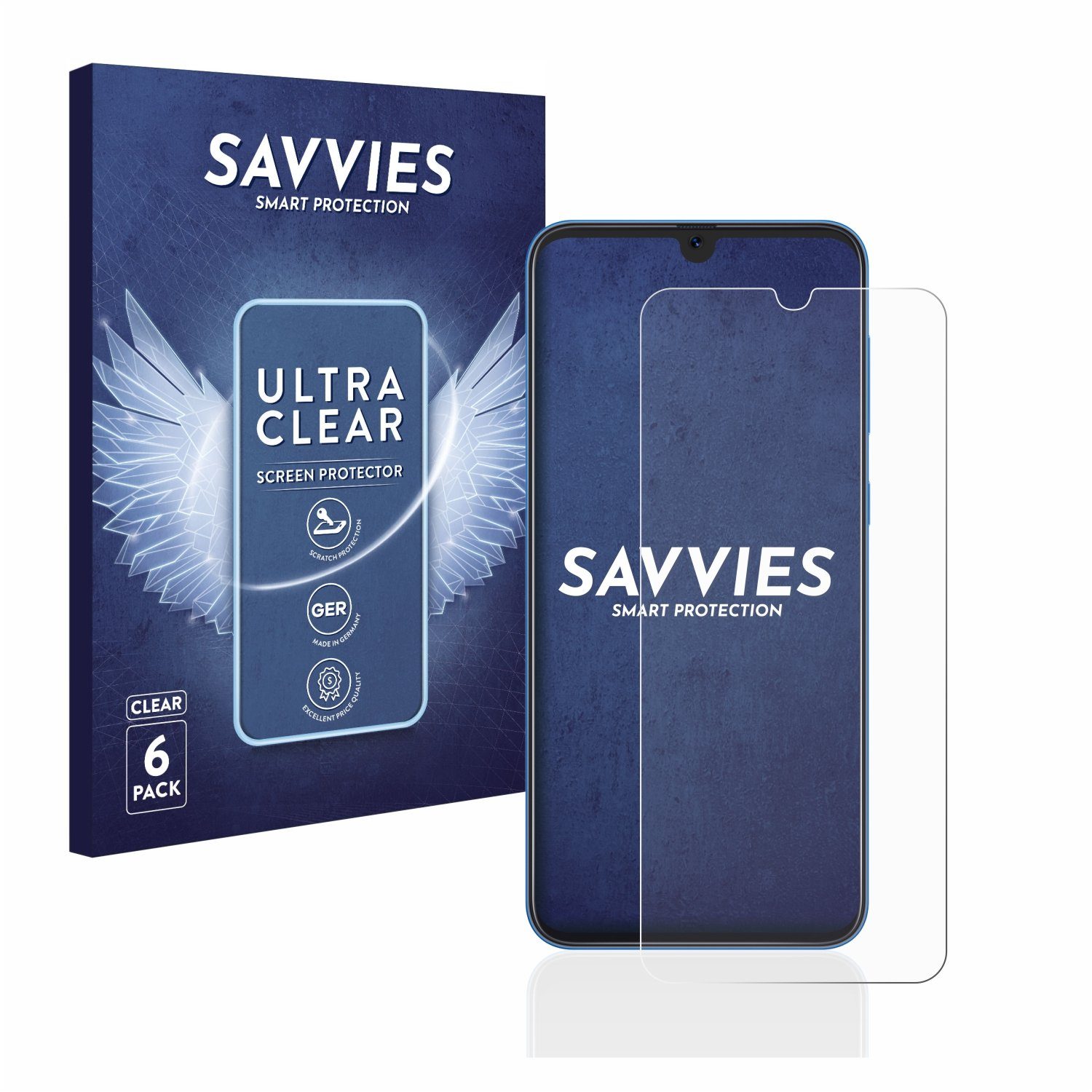 Savvies Displayschutzfolie Schutzfolie für Samsung Galaxy A50, 6 Stück, Displayschutz Schutz Folie Klar Transparent