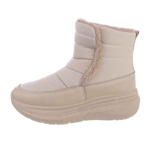 Ital-Design Damen Snowboots Freizeit Stiefelette Keilabsatz/Wedge Keilstiefeletten in Beige