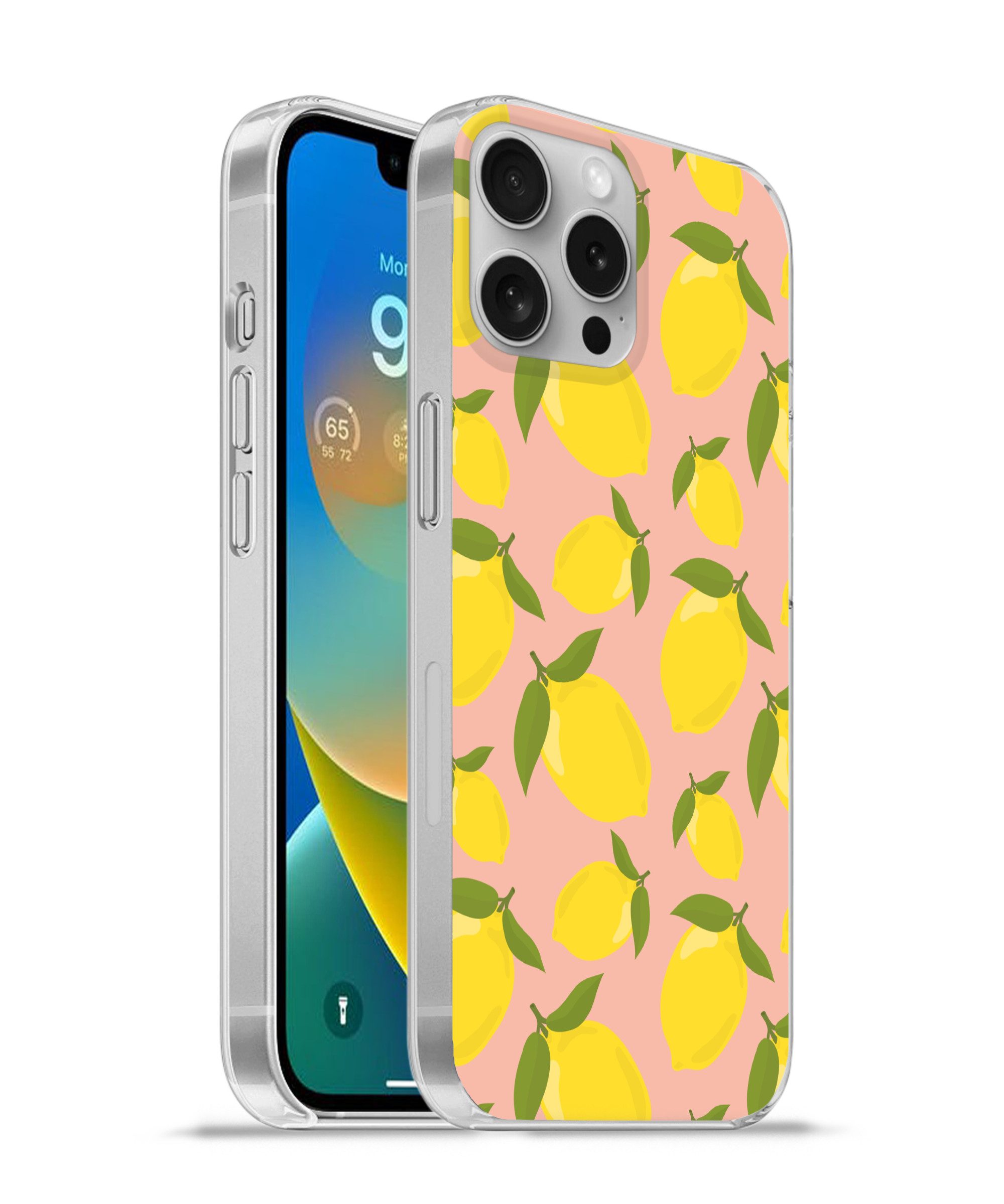 MuchoWow Handyhülle für Apple iPhone 16 Pro Max Zitronen - Gelb - Rosa - Muster - Obst, Smartphone-Bumper, Print, Handy Schutzhülle Dünn