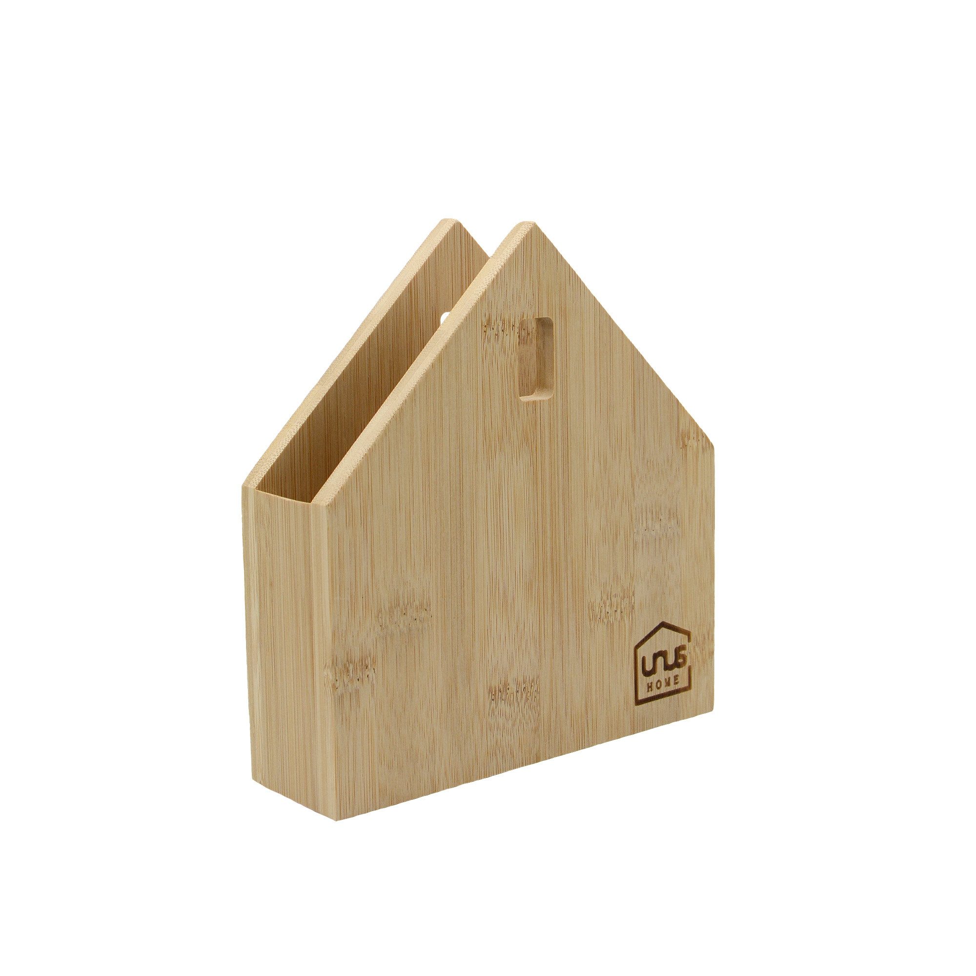 UNUS HOME Serviettenhalter Serviettenständer Haus, Bambus, (klein Bambusholz), Tischserviettenhalter Tischtuchspender Papierserviettenhalter