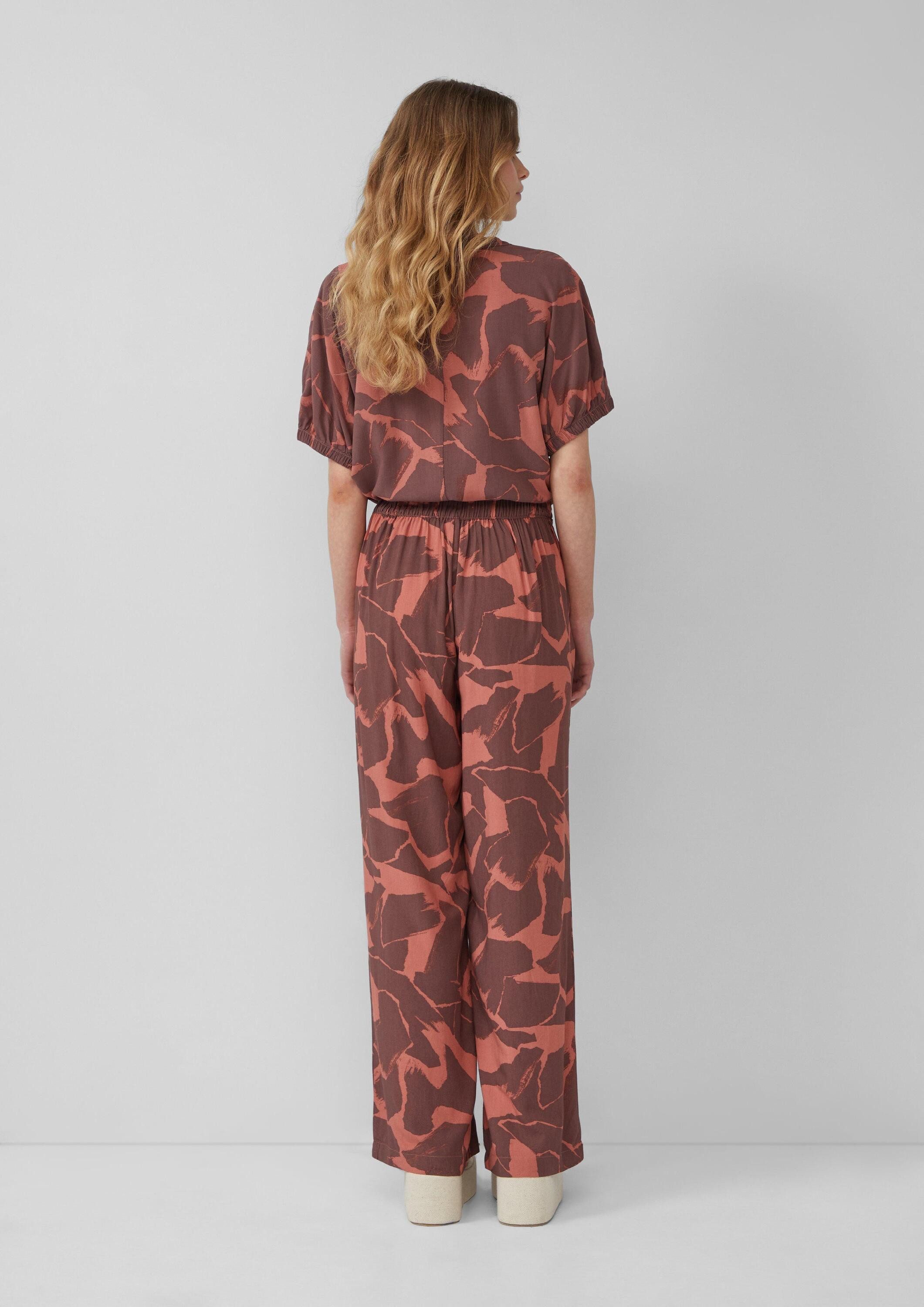 QS Chinos Hose High-Rise-Hose mit Print aus Viskose