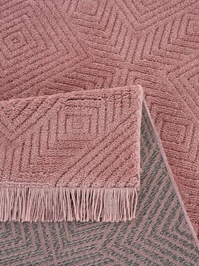 Teppich Duchesse, Leonique, rechteckig, Höhe: 22 mm, grafisches Design, Boho, Wende-Teppich im 3D-Effekt, mit Fransen