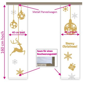 Schiebegardine Jul gold Mini- Flächenvorhang 2er Set 40 cm breit - 160 cm lang, gardinen-for-life