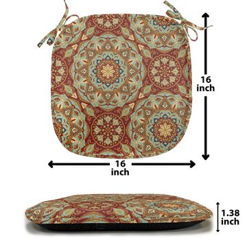 Abakuhaus Stuhlkissen Dekoratives wasserfestes Kissen mit Riemen für Küchensitze, Mandala Mittelalterliches Mosaik-Entwurf
