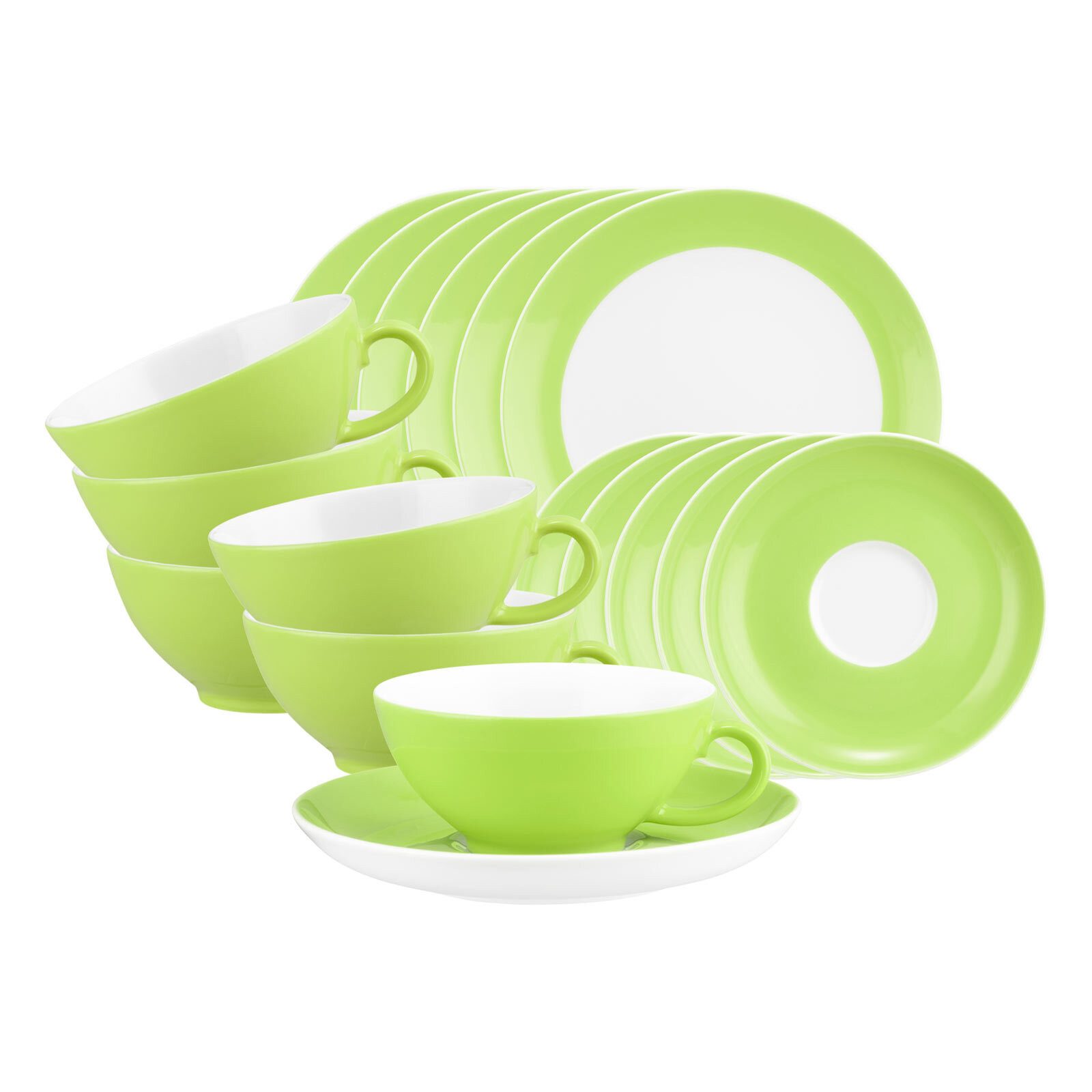 Seltmann Weiden Kombiservice Liberty Pure Colors Teeservice 18er Set (18-tlg), Porzellan