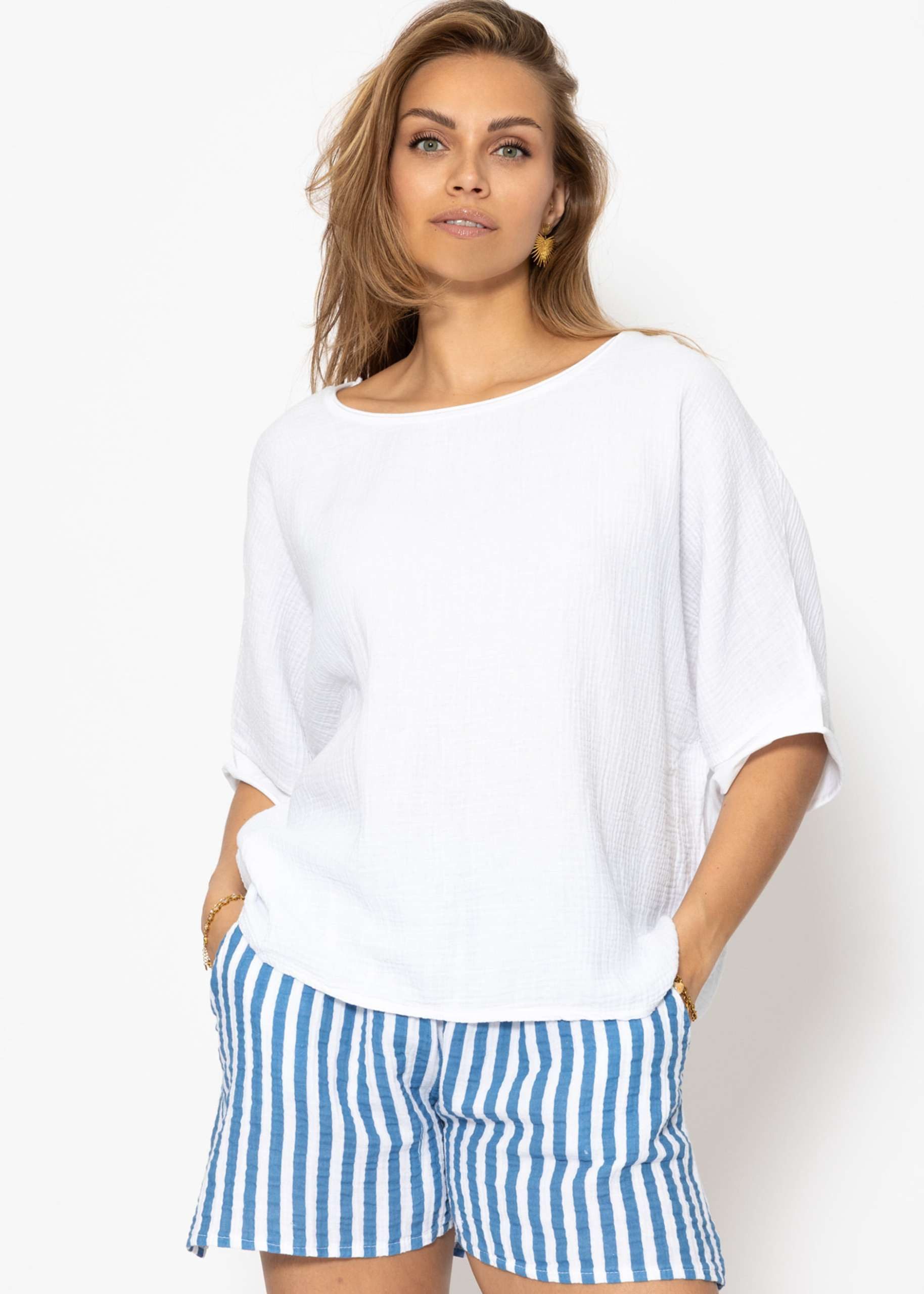 SASSYCLASSY Oversize-Shirt Lässiges Musselin Shirt für günstig online kaufen