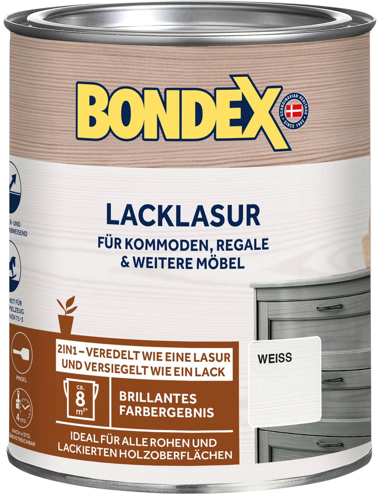 Bondex Holzschutzlasur LACKLASUR, Weiß, 0,375 Liter Inhalt