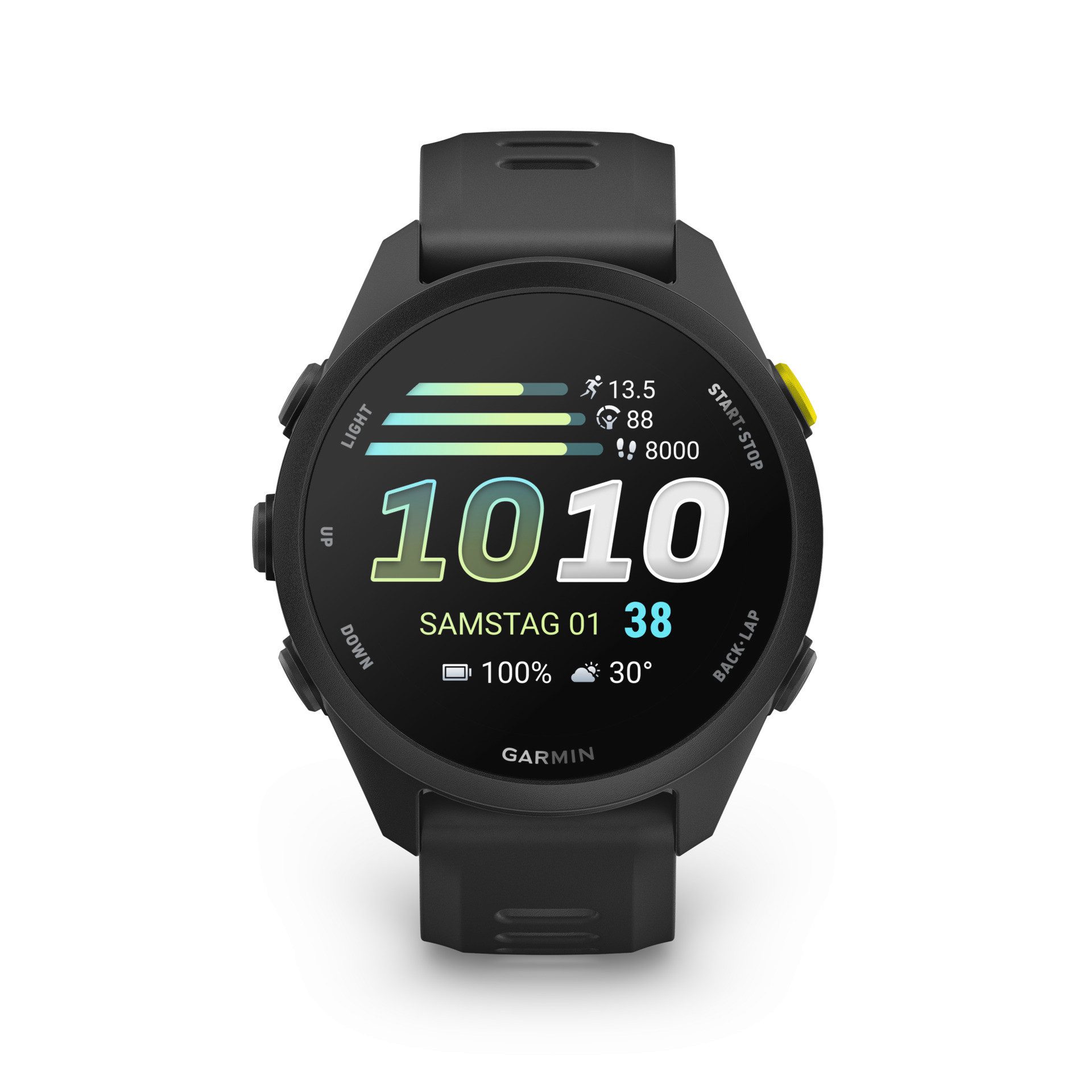 Garmin Forerunner 70 mit Silikonarmband 20 mm Smartwatch (3,048 cm/1,2 Zoll), Smarte GPS-Laufuhr für deinen Laufeinstieg