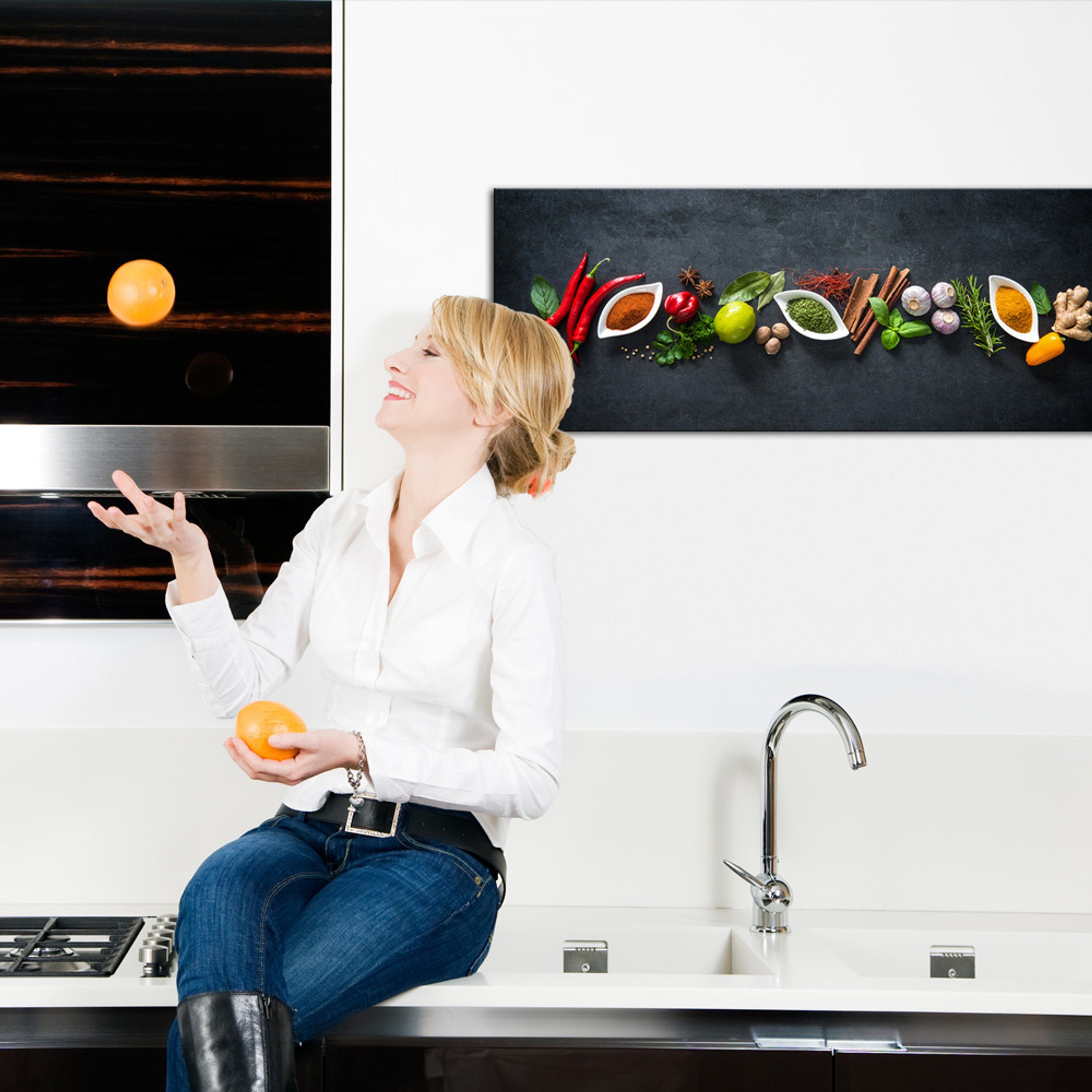 artissimo Glasbild Glasbild 80x30cm Bild aus Glas Küche Küchenbild modern C günstig online kaufen