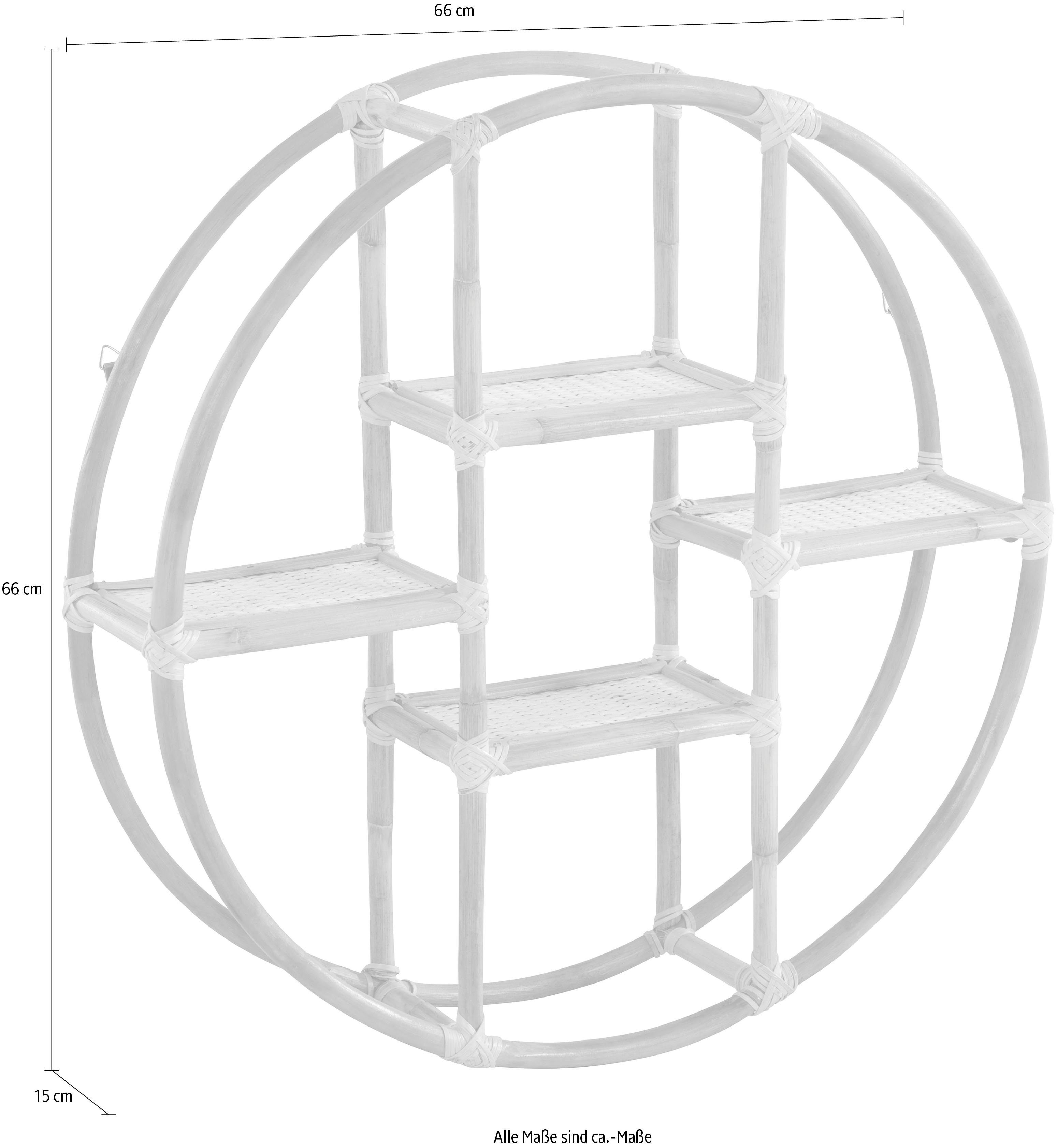 andas Deko-Wandregal Ø rund, aus 66cm Lundtoft, Rattan