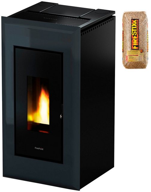 FreePoint Pelletofen VEGA Stahl, 10,5 kW, Raumheizvermögen: 252 m³, schwarz