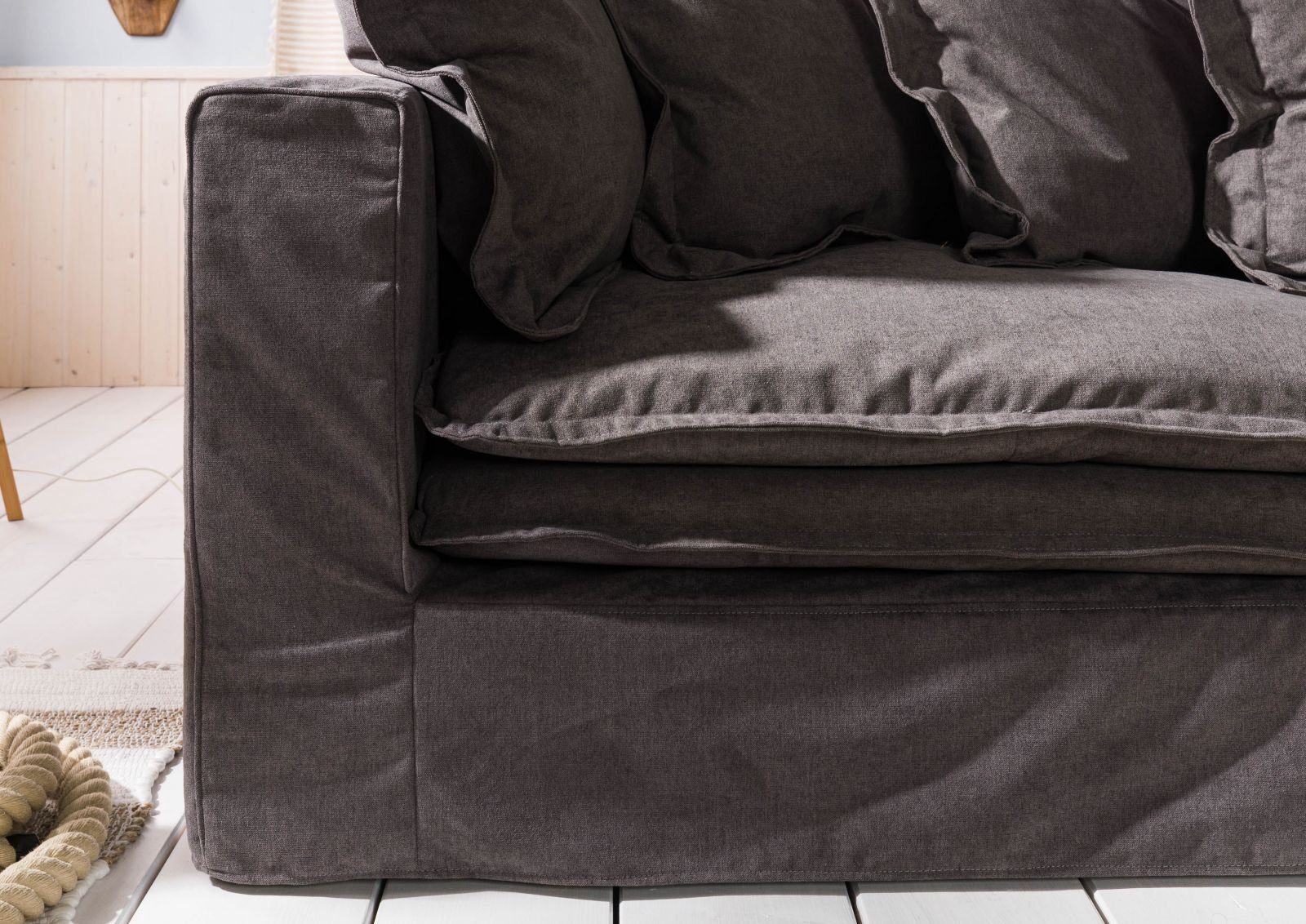 Massivmoebel24 Sofa SOFAS, 2-Sitzer 238x117x90 dunkelgrau SYLT