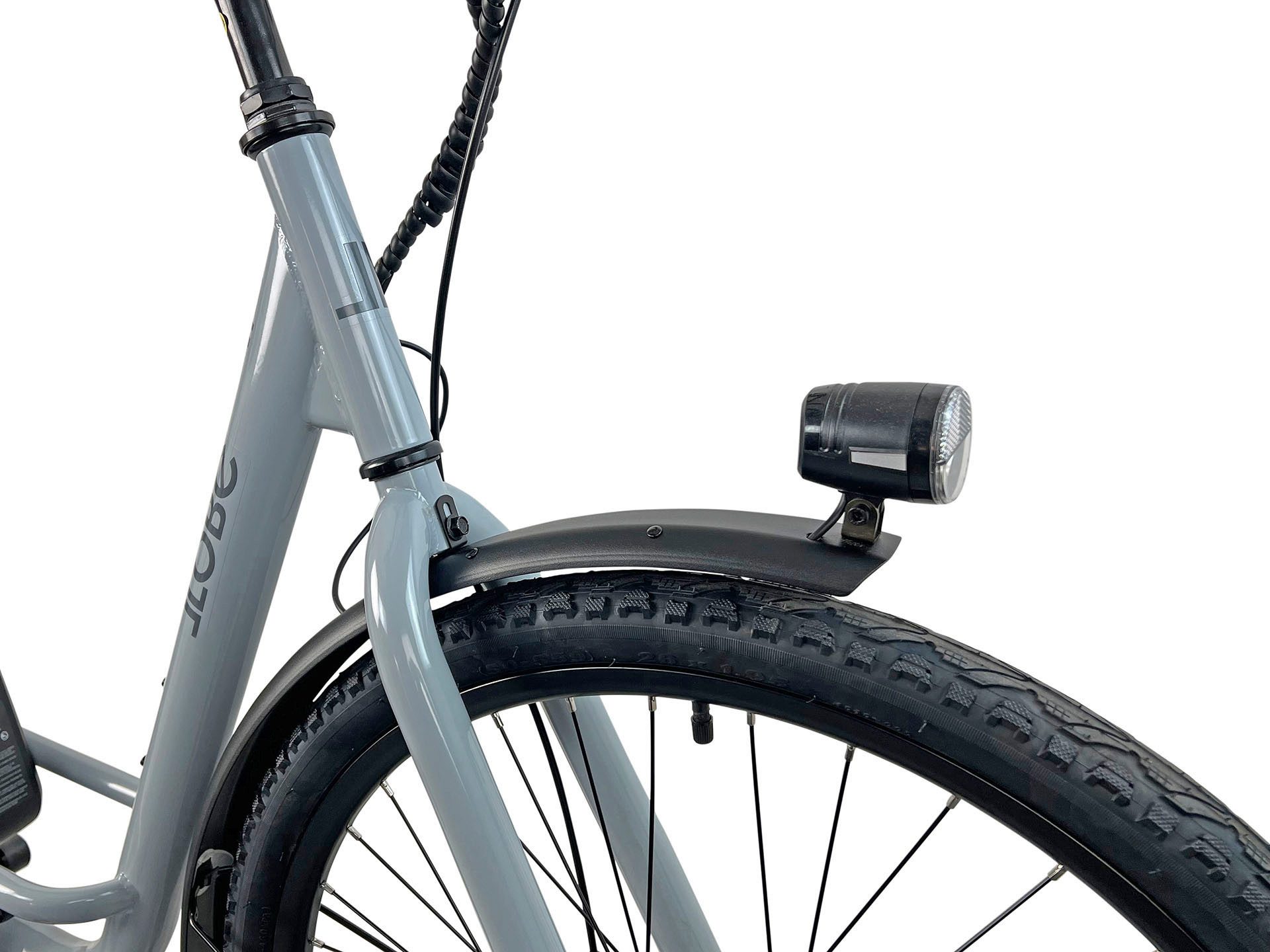 LLobe E-Bike Cityrad City E-Bike 26" Town Compact, grau, 7 Gang, Kettenschaltung, Heckmotor, 374,4 Wh, Pedelec, Elektrofahrrad für Damen und Herren