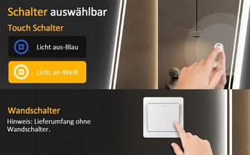 WDWRITTI Spiegel groß für Friseurladen Hotel Garderobe & Flur Schlafzimmer Wohnzimmer (Wandspiegel mit LED Beleuchtung, 1-St., 150x50, 140x40), 3Lichtfarben, Dimmbar, Memory-Funktion