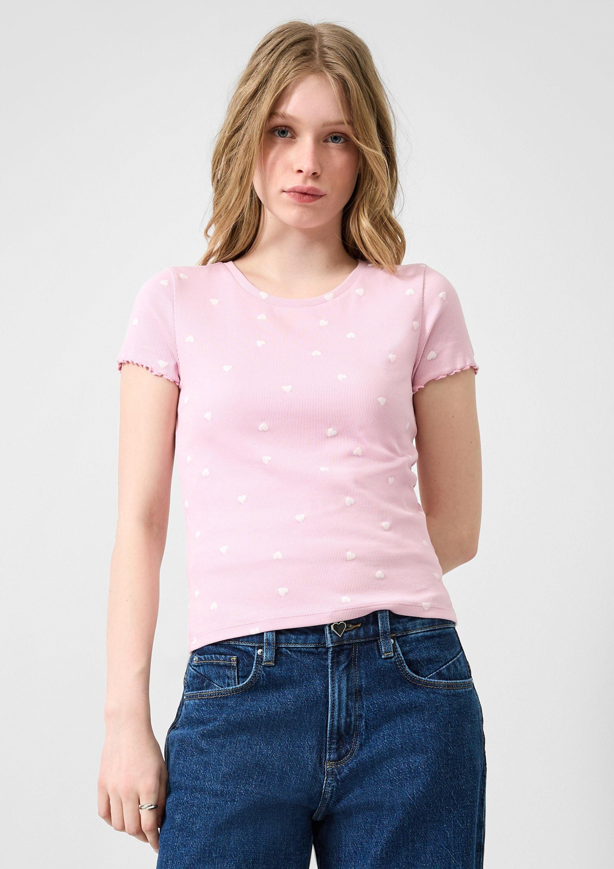 QS Kurzarmshirt T-Shirt Rippshirt, Valentine's Day