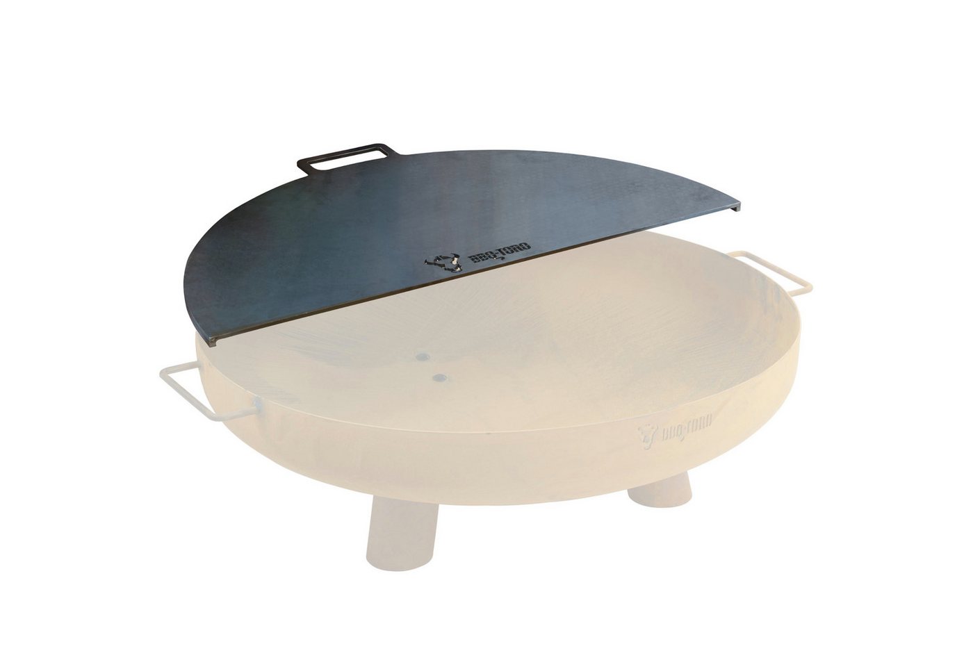 BBQ-Toro Grillplatte Karbonstahl Grillplatte für Ø 80 cm Feuerschalen, Halbrund, Mit integriertem Tragegriff