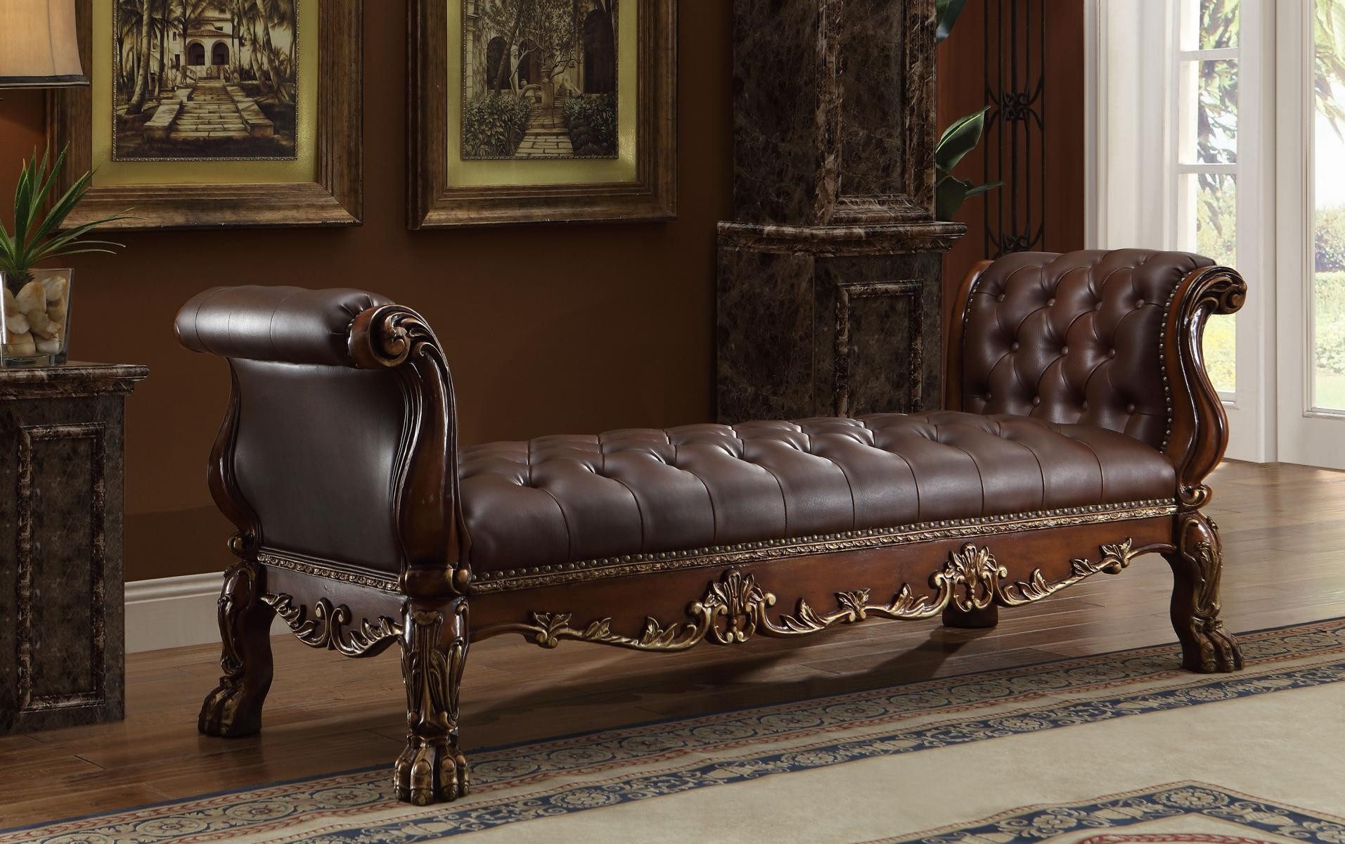 JVmoebel Chaiselongue Echtes Leder Relaxliege Sofa Chesterfield Ottomane, Made in Europa