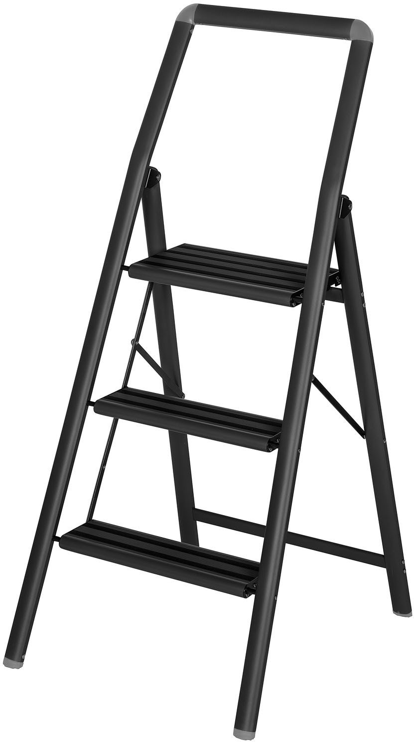 WENKO Trittleiter Modell Alu-Compact, Klapptritt (1-St), leichte, mit Anti-Rutsch-Füßen zusammenklappbare Leiter