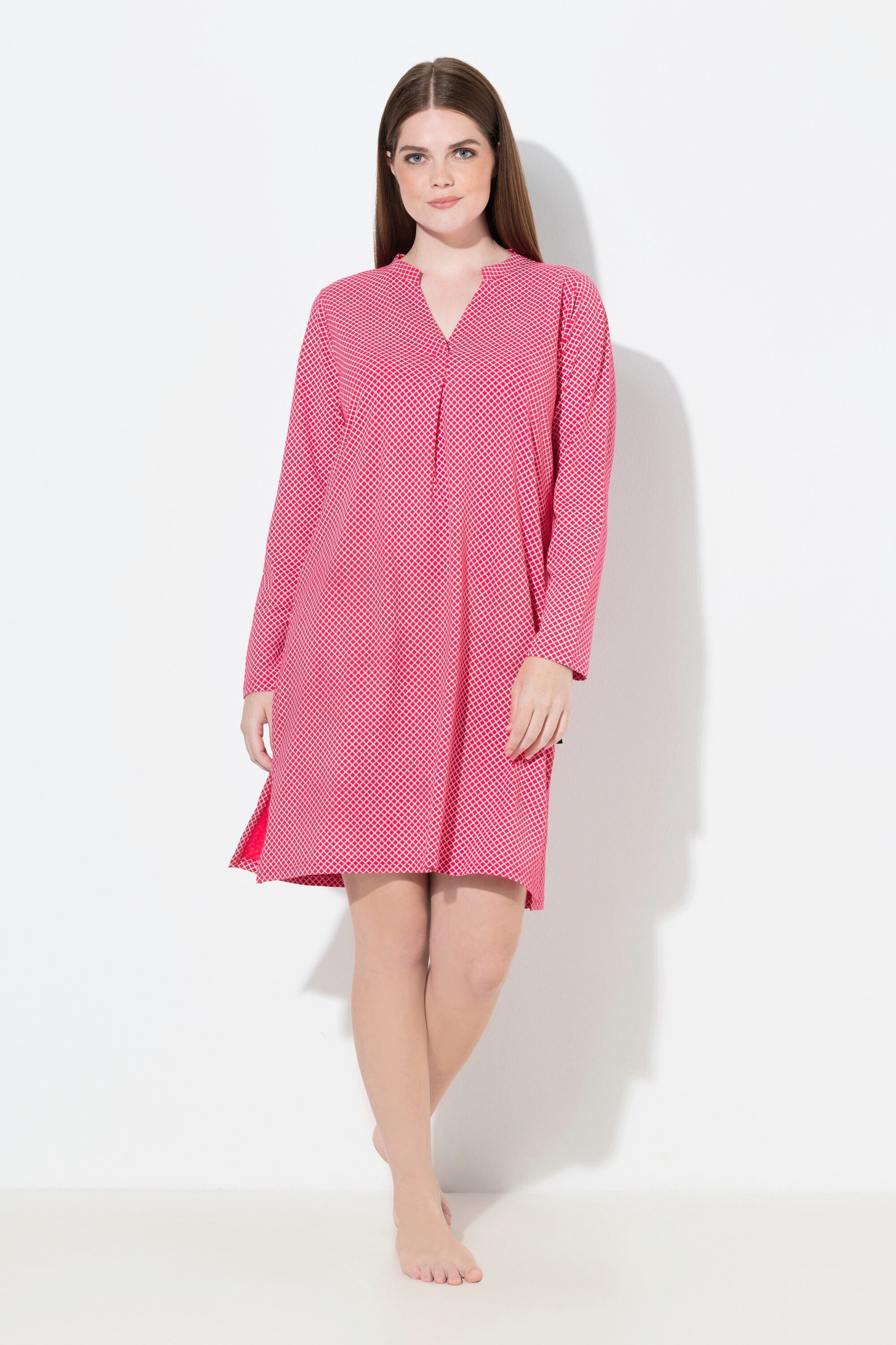 Ulla Popken Nachthemd Nachthemd Muster Rundhals Langarm günstig online kaufen