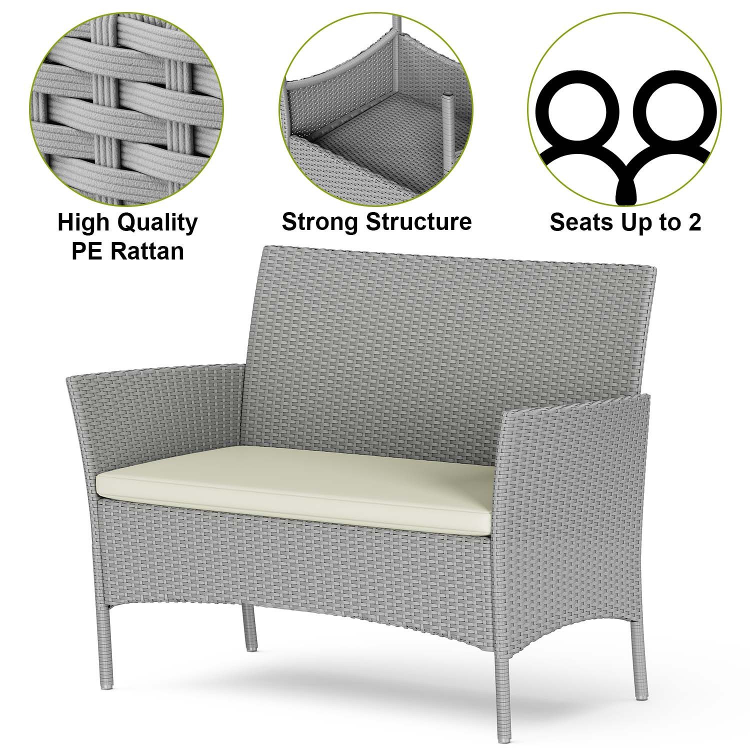 Gywowken Gartenlounge-Set 4-teilig - Wetterfeste Polyrattan Sitzgruppe für 4 Personen, (Set, 1 Sofa, 2 Sessel, 1 Tisch), Gartenmöbel-Set für 4 Personen, inklusive 1 Sofa, 2 Sessel, 1 Tisch
