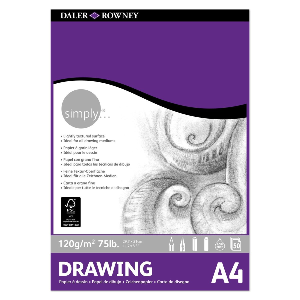 LYRA Zeichenblock simply Zeichenblock Drawing 50 Blatt 120g/m² DIN A4