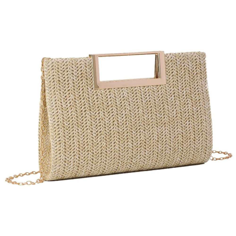Zaewry Strandtasche Damen Strandtasche Stroh, Straw Clutch, Bohemian Clutch Stroh, für Reisen Strand Reise Schule Arbeit Einkaufen