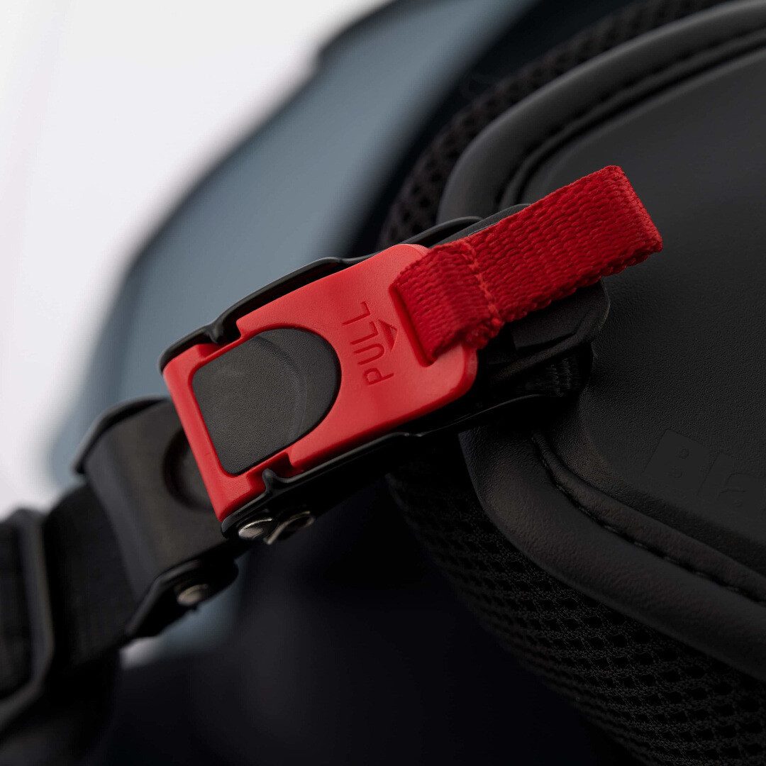 Blauer Motorradhelm BET HT Jethelm, integriertes Sonnenvisier