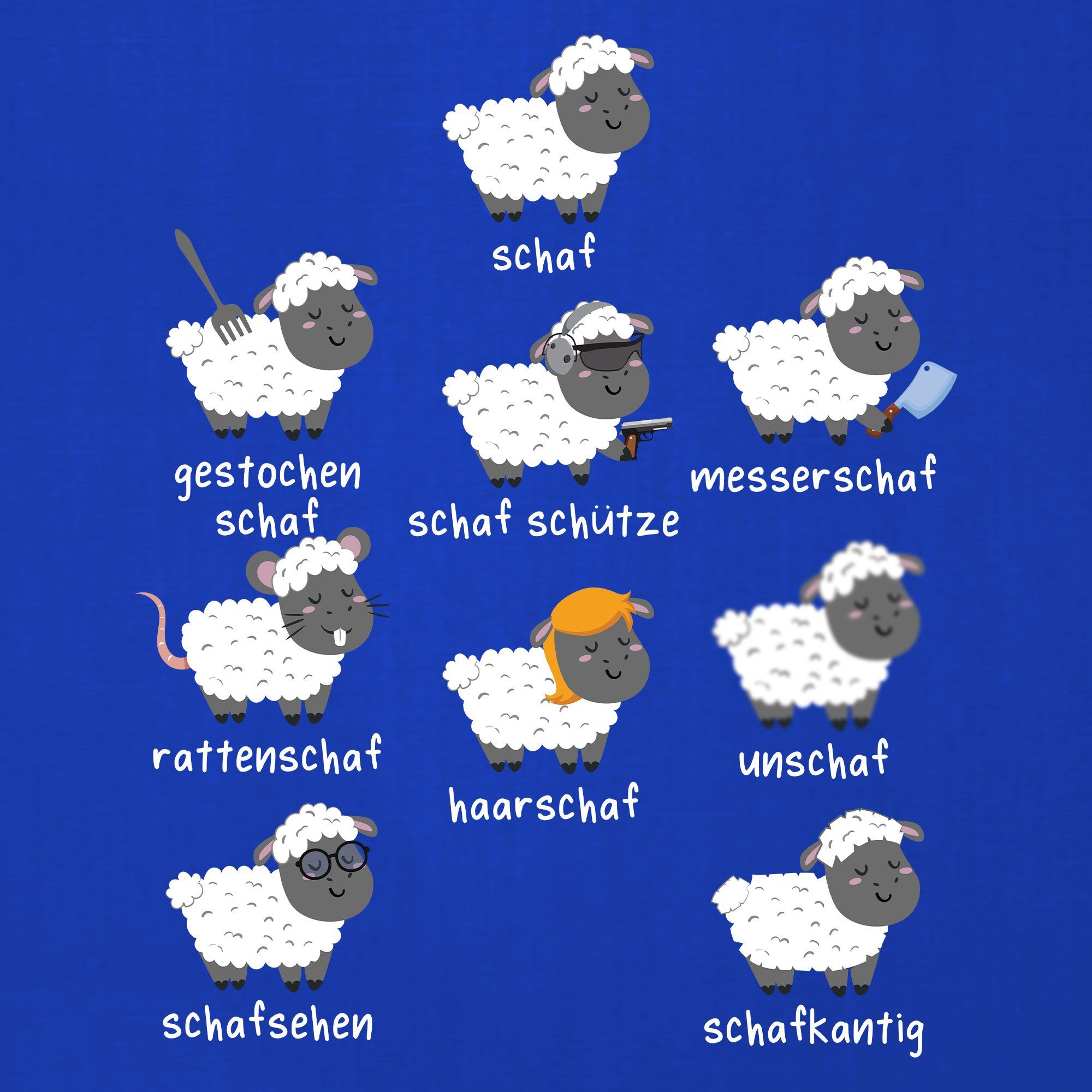 Schafherde- Spruch Quattro Blau Kurzarmshirt Wortspiel Statement (1-tlg) Formatee T-Shirt Schafe Herren Lustiger
