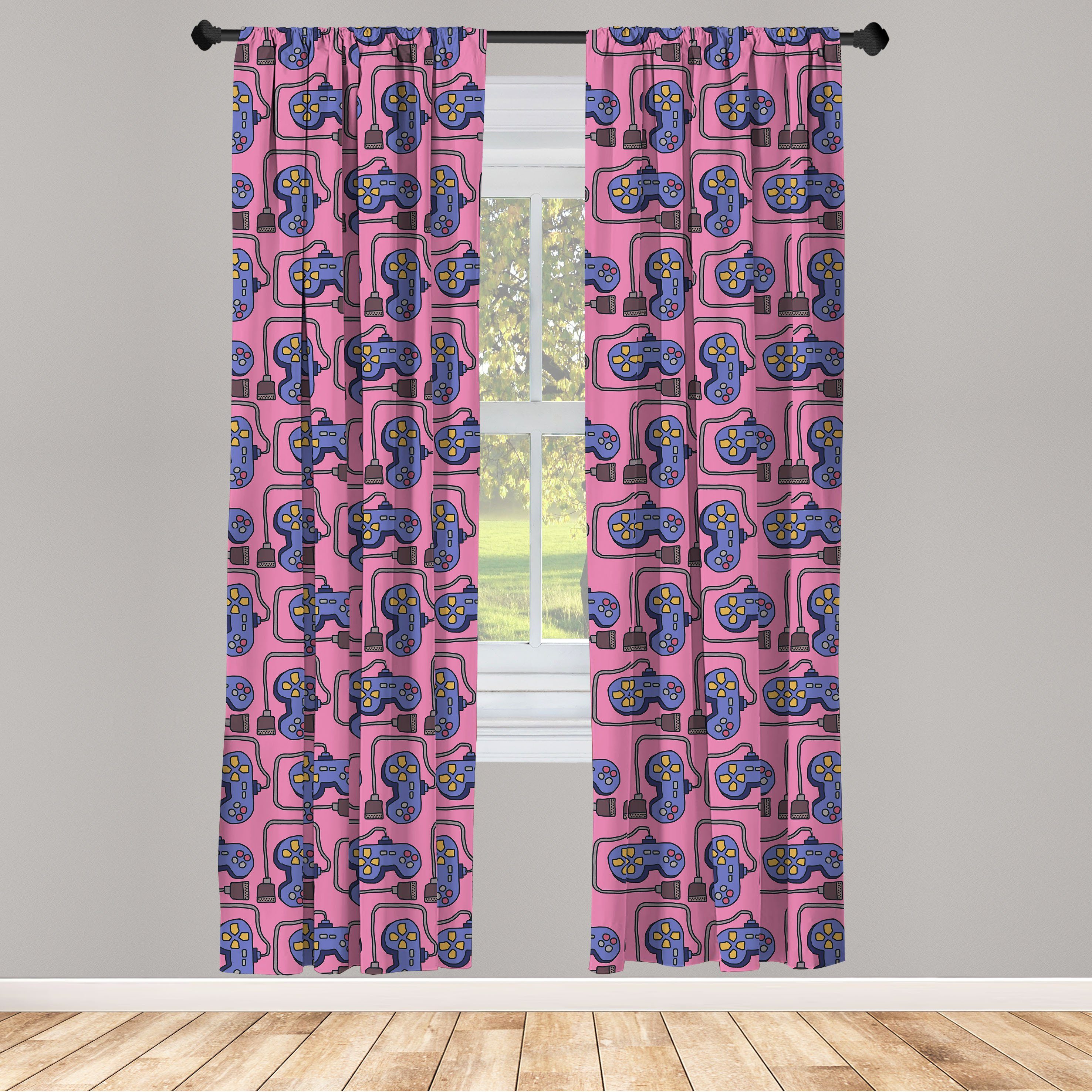 Gardine Vorhang für Wohnzimmer Schlafzimmer Dekor, Abakuhaus, Microfaser, Gaming Cabled Joystick Illustration | Fertiggardinen