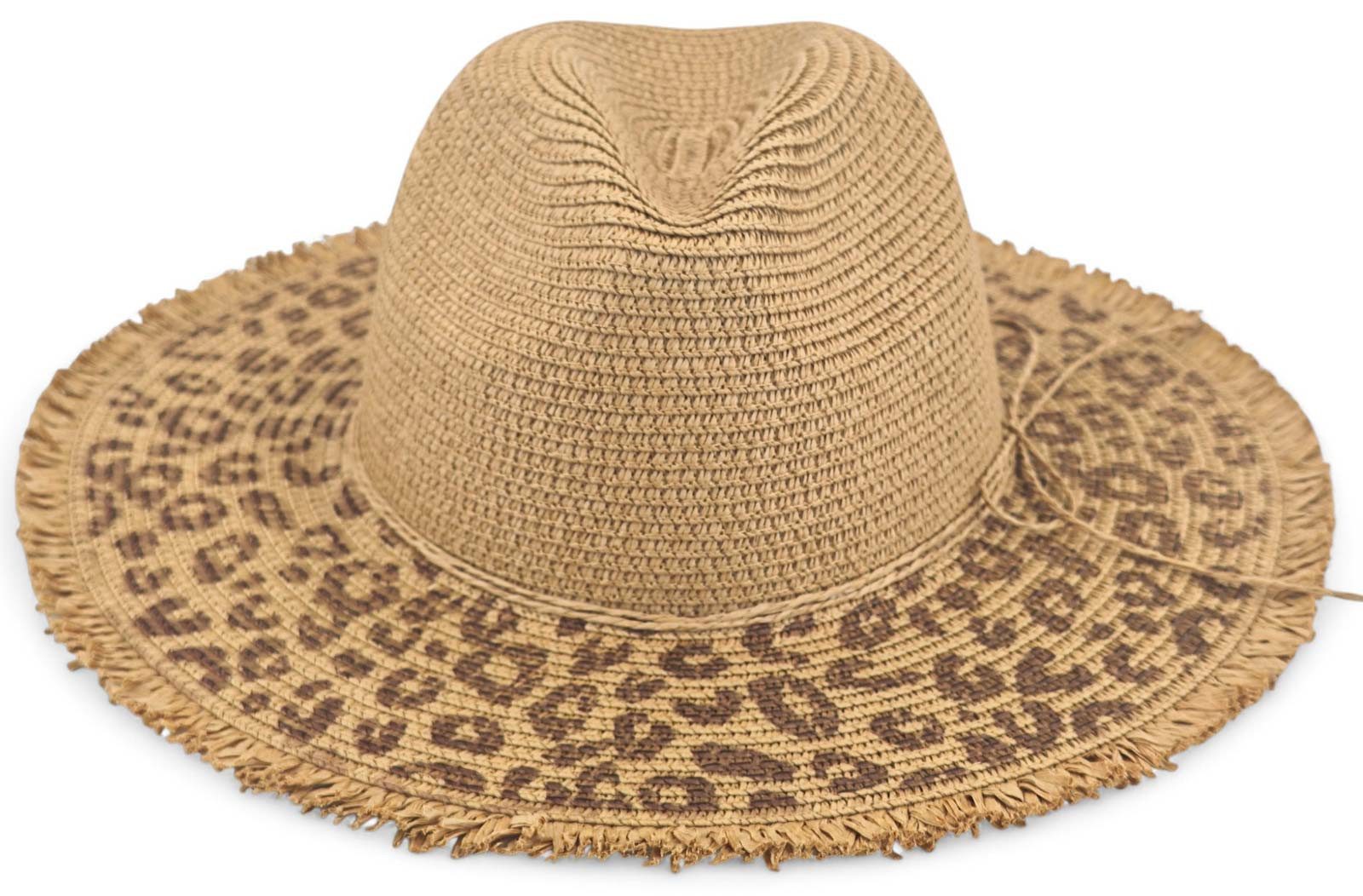 styleBREAKER Sonnenhut Panama Strohhut mit Leoparden Muster (1-St)
