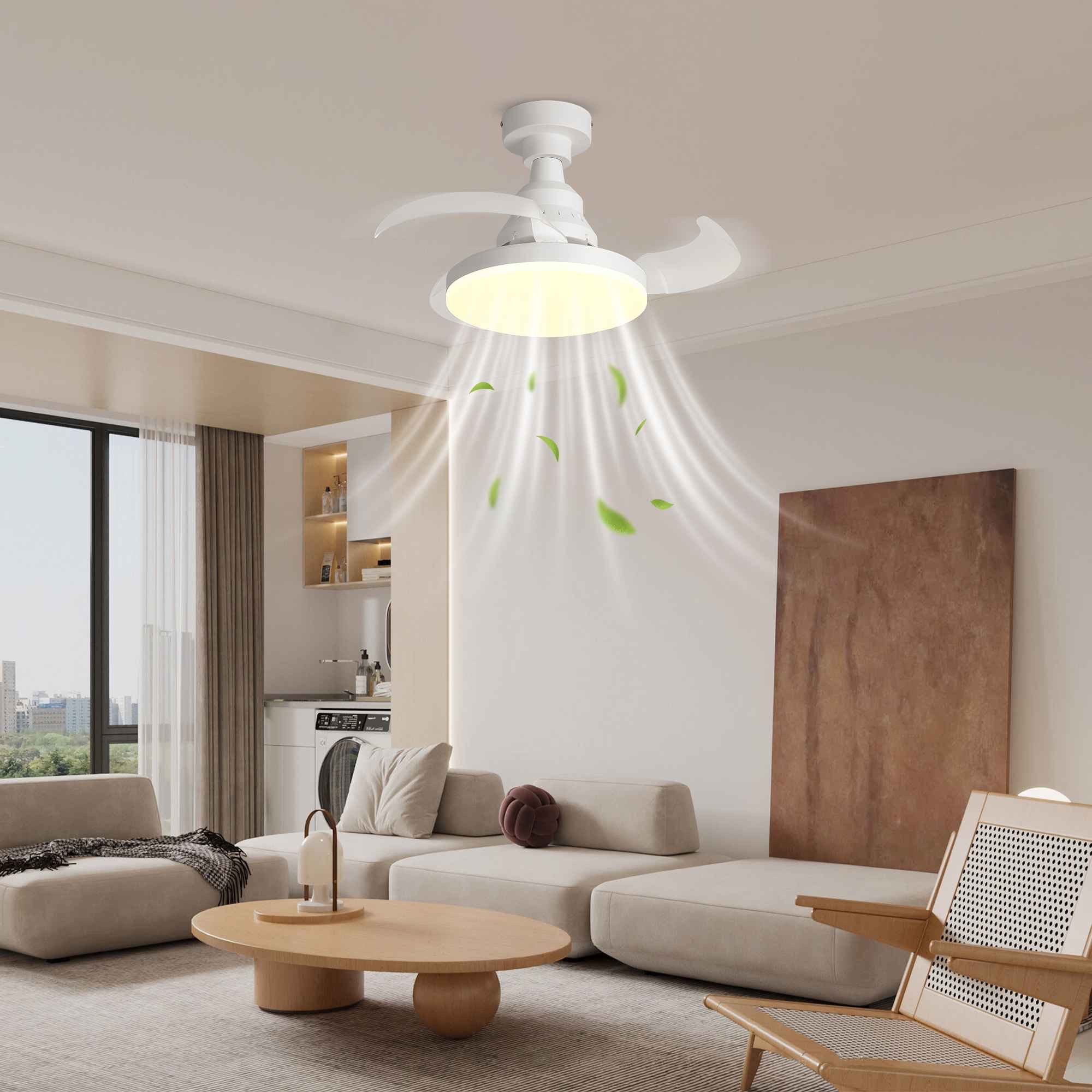 BBWL Deckenventilator mit LED Kugellampe dimmbar APP Steuerung, 3000-6500K,Acrylschirm
