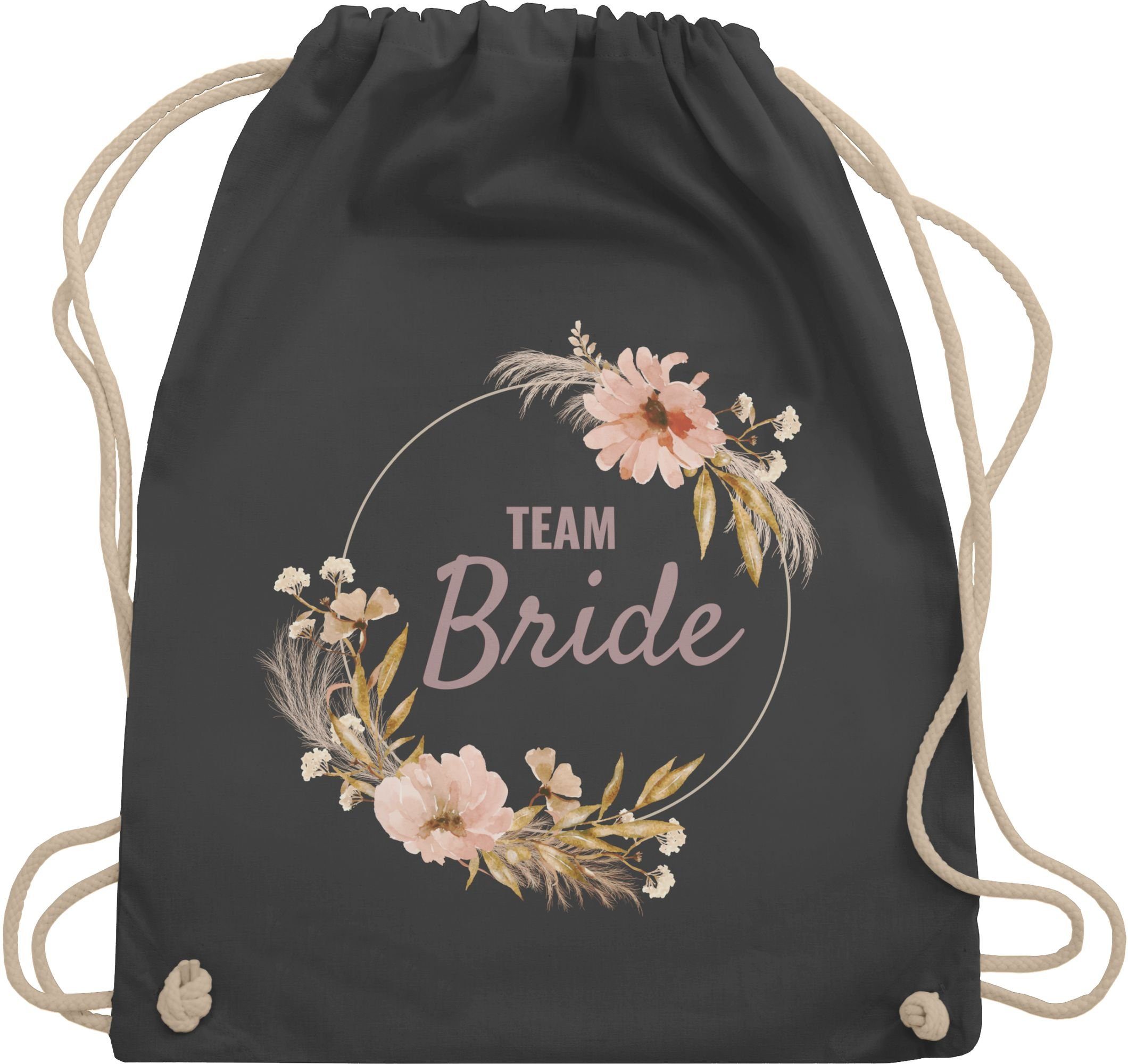 Bride 02 JGA Shirtracer Braut, Team Dunkelgrau Team Turnbeutel Frauen Junggesellenabschied Boho