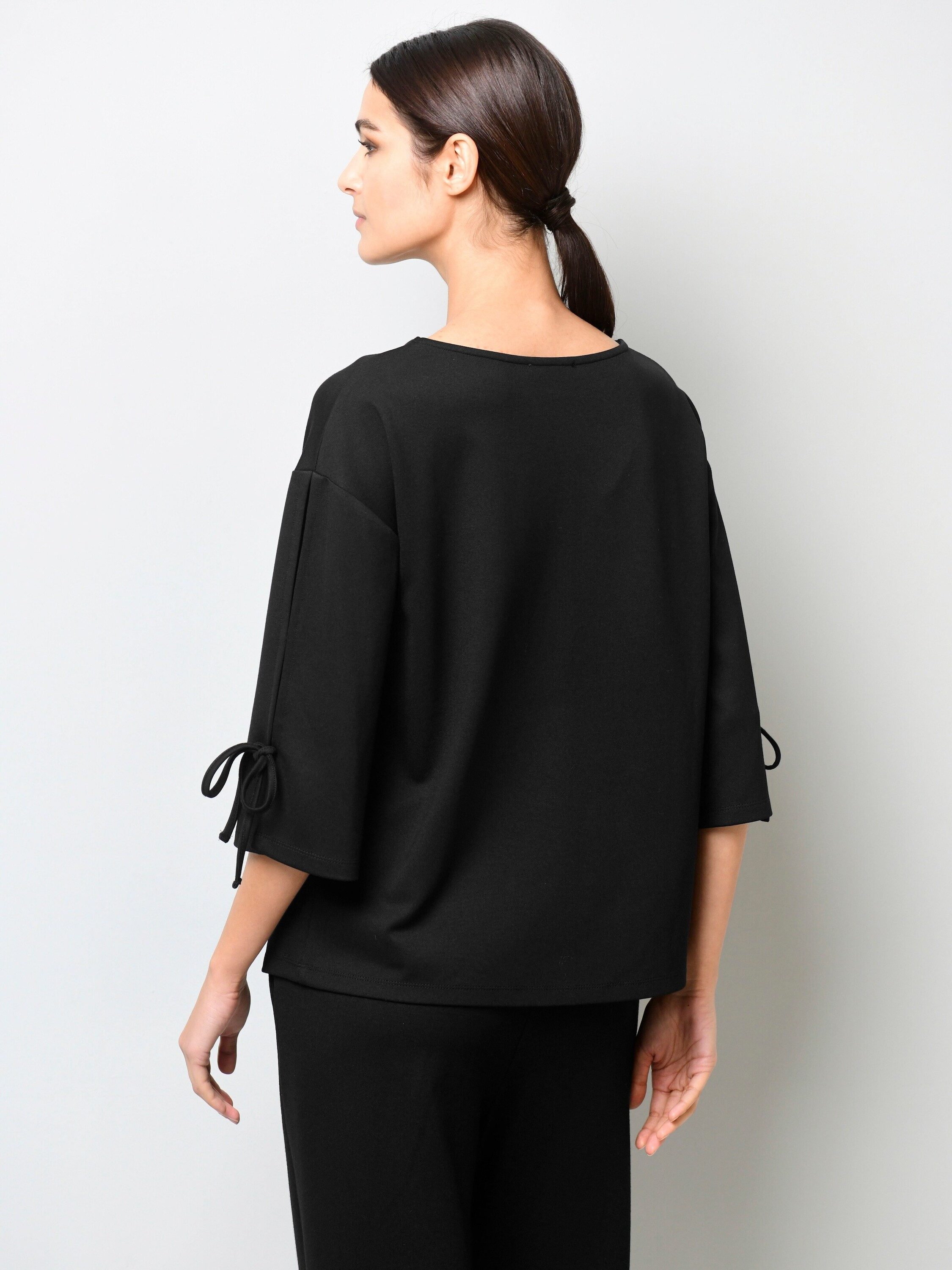 Alba Moda Kurzarmshirt Bindeband-Shirt mit U-Boot-Ausschnitt Unifarbenes Modell mit modernem U-Boot-Ausschnitt