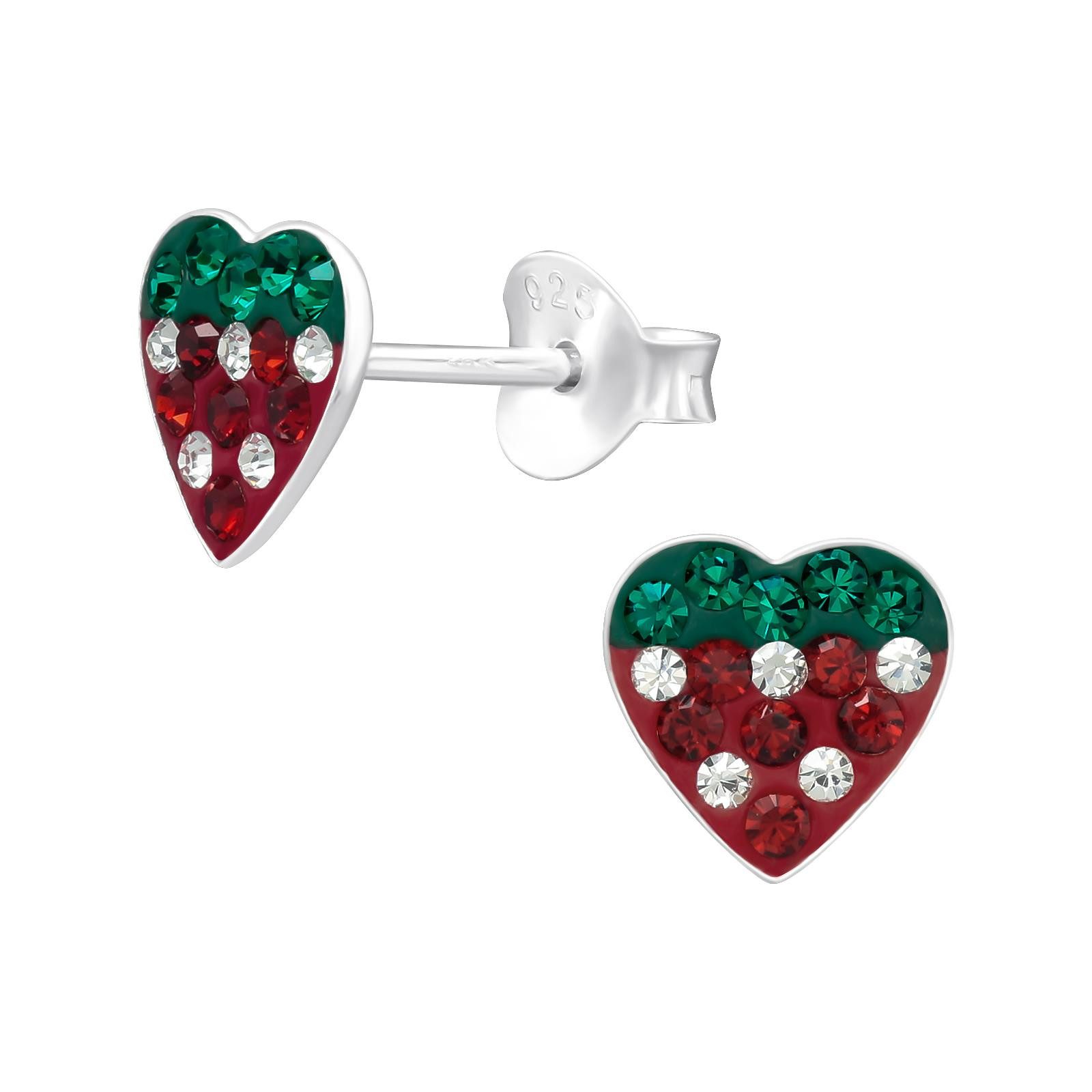 Ohrring-Set Herz Kinder Ohrringe Kristalle 925 Silber Ohrstecker