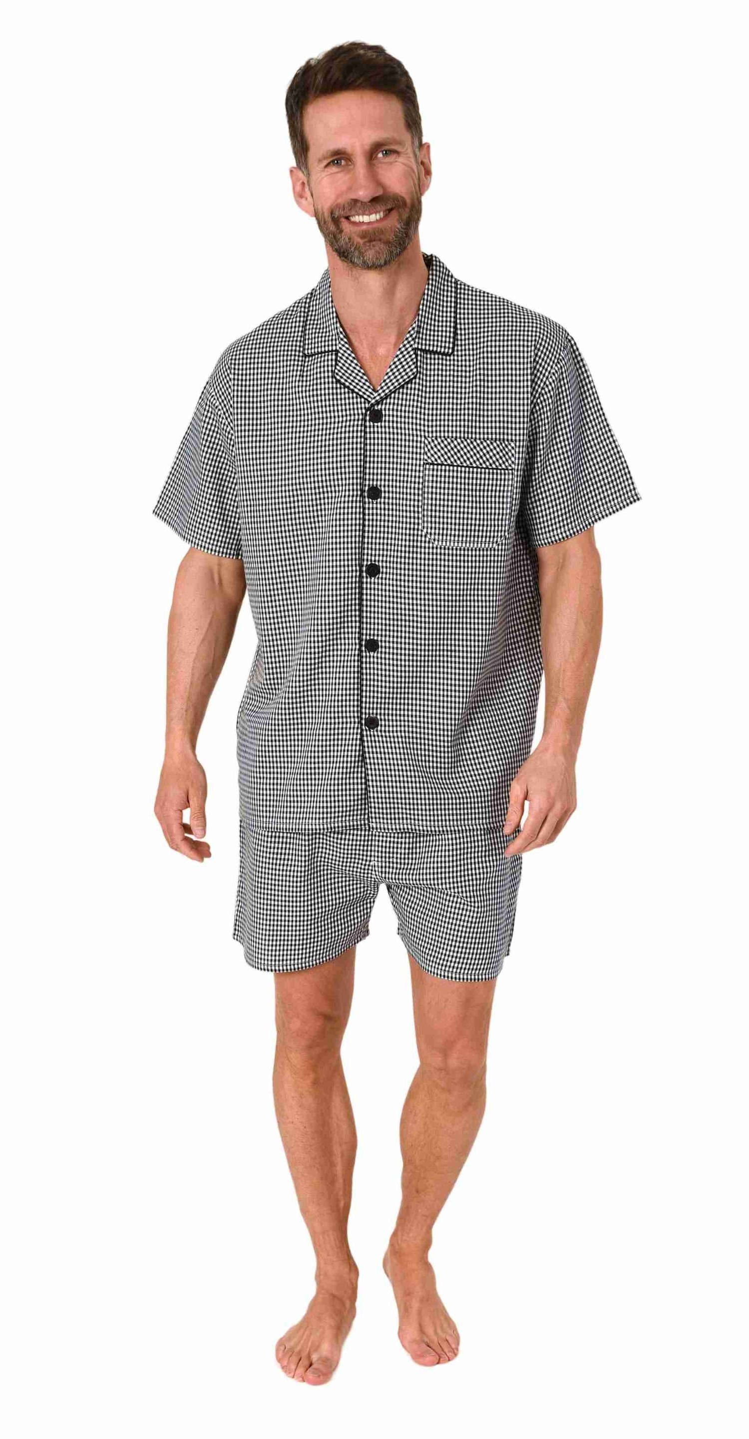 Normann Pyjama Herren Schlafanzug Shorty Pyjama kurzarm gewebt zum Knöpfen günstig online kaufen