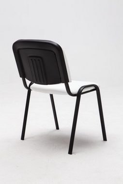 TPFLiving Besucherstuhl Keen mit hochwertiger Polsterung - Konferenzstuhl (Besprechungsstuhl - Warteraumstuhl - Messestuhl), Gestell: Metall matt schwarz - Sitzfläche: Kunstleder weiß