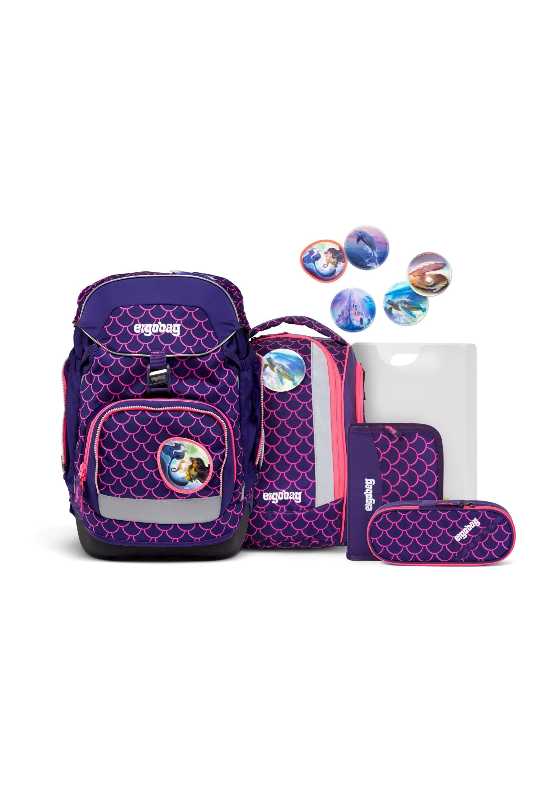 ergobag Schulranzen pack Set (6-tlg., 6-teiliges Set), größenverstellbares Rückensystem