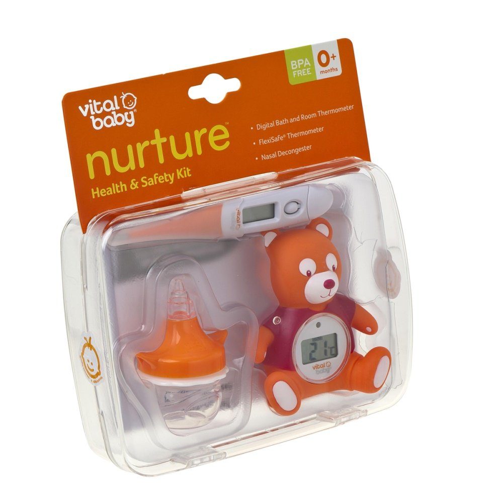 Vital Baby Badethermometer Hygieneset Nasensauger, Raumthermometer und Fieberthermometer