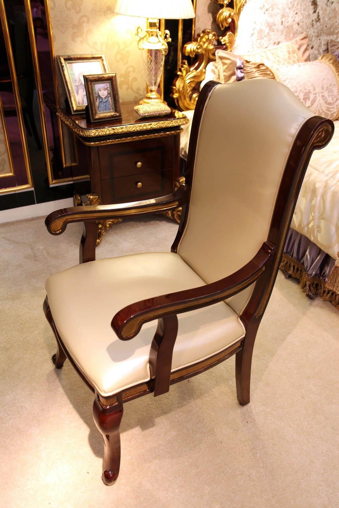 JVmoebel Stuhl, Esszimmer Stuhl 1 Luxus Sessel Rokoko Klasse Holz Sitzer Barock