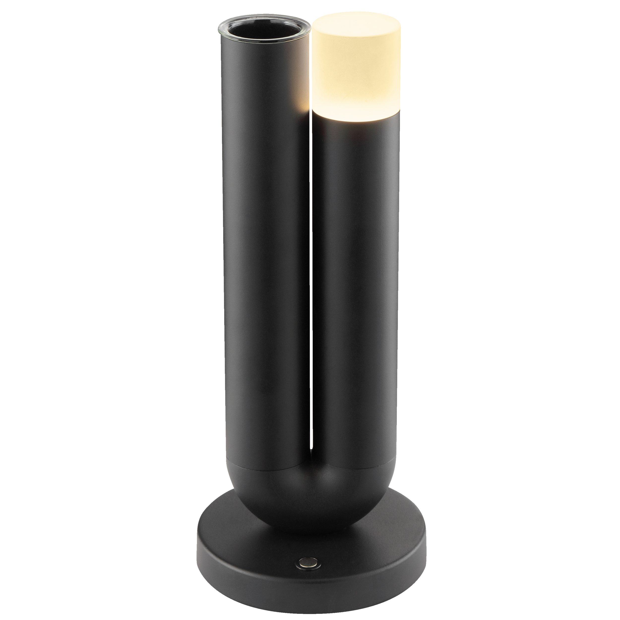 Lightbox Tischleuchte, LED fest integriert, Warmweiß, LED Akku-Tischlampe mit Vase, 27 cm, Wireless Charging, schwarz