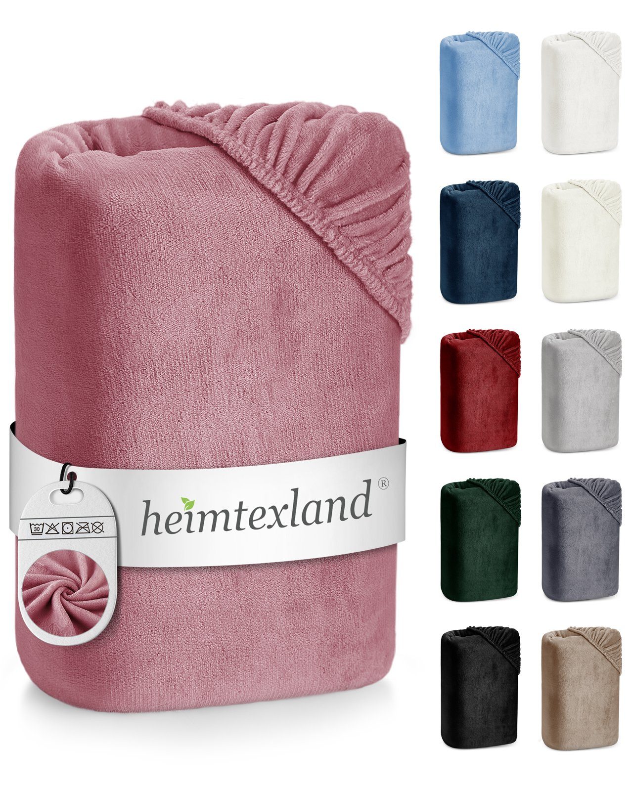 Spannbettlaken Cashmere Touch Spannbetttuch Super Soft Bettlaken, heimtexland, Microfaser, Gummizug: rundum, kuschelig weich I Rundum-Gummizug I Matratzenhöhe bis 25 cm I Altrosa | Spannbettlaken