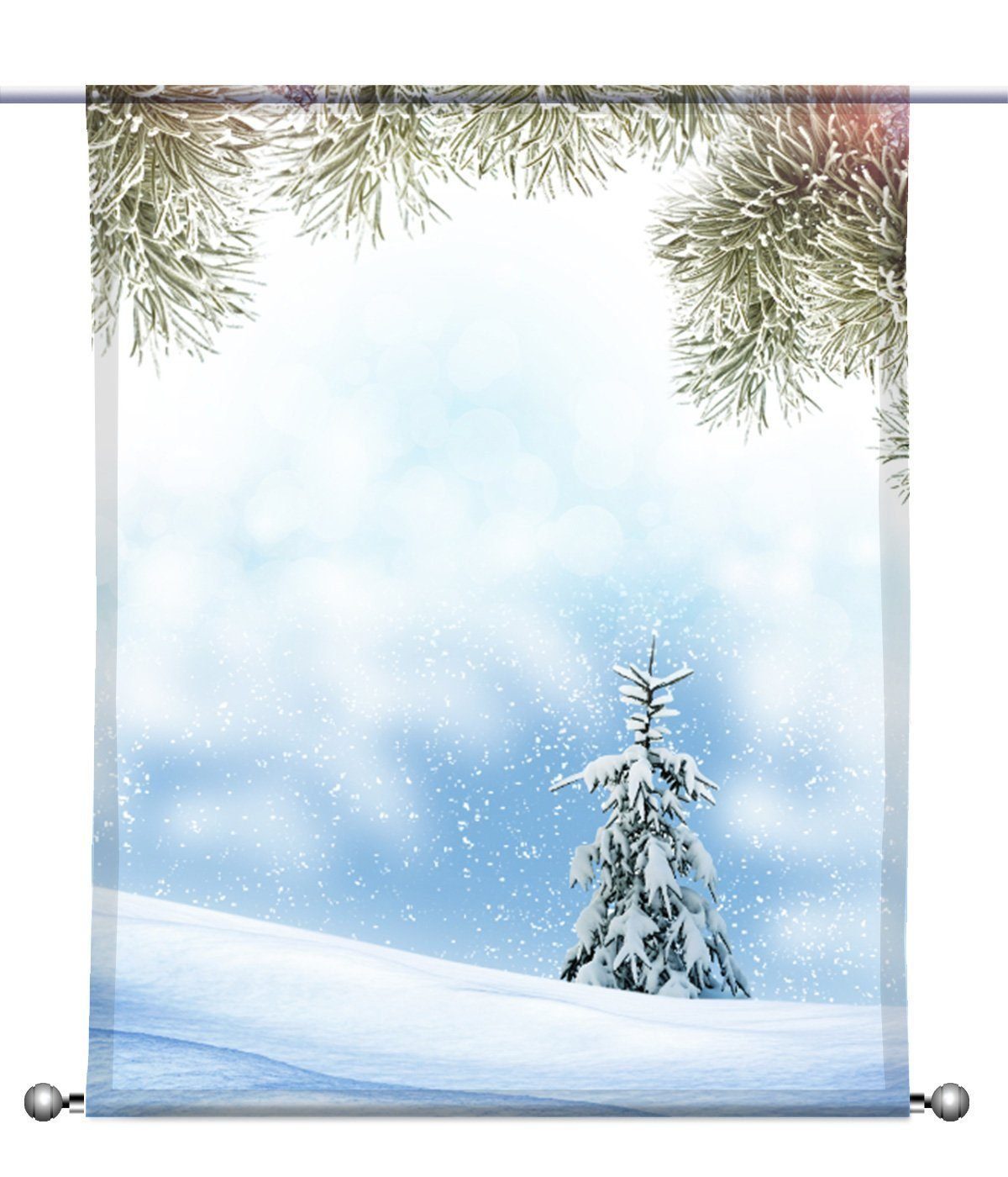 Scheibengardine Scheibenhänger Christmas Tree rechteckig mit Beschwerung, gardinen-for-life | Scheibengardinen