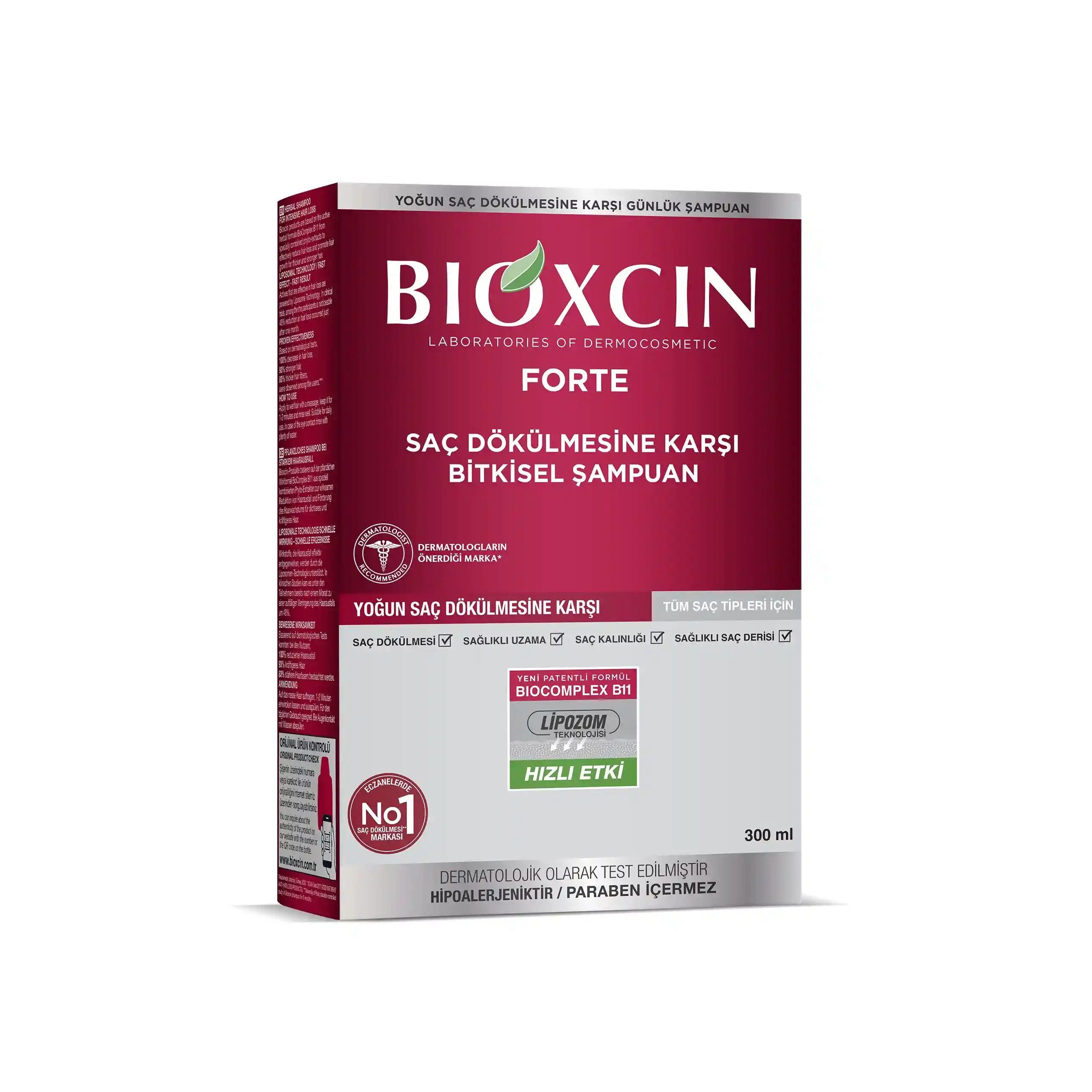 Bioxcin Haarshampoo Bioxcin Forte Shampoo – Intensive Pflege gegen Haarausfall, B11, 300ml